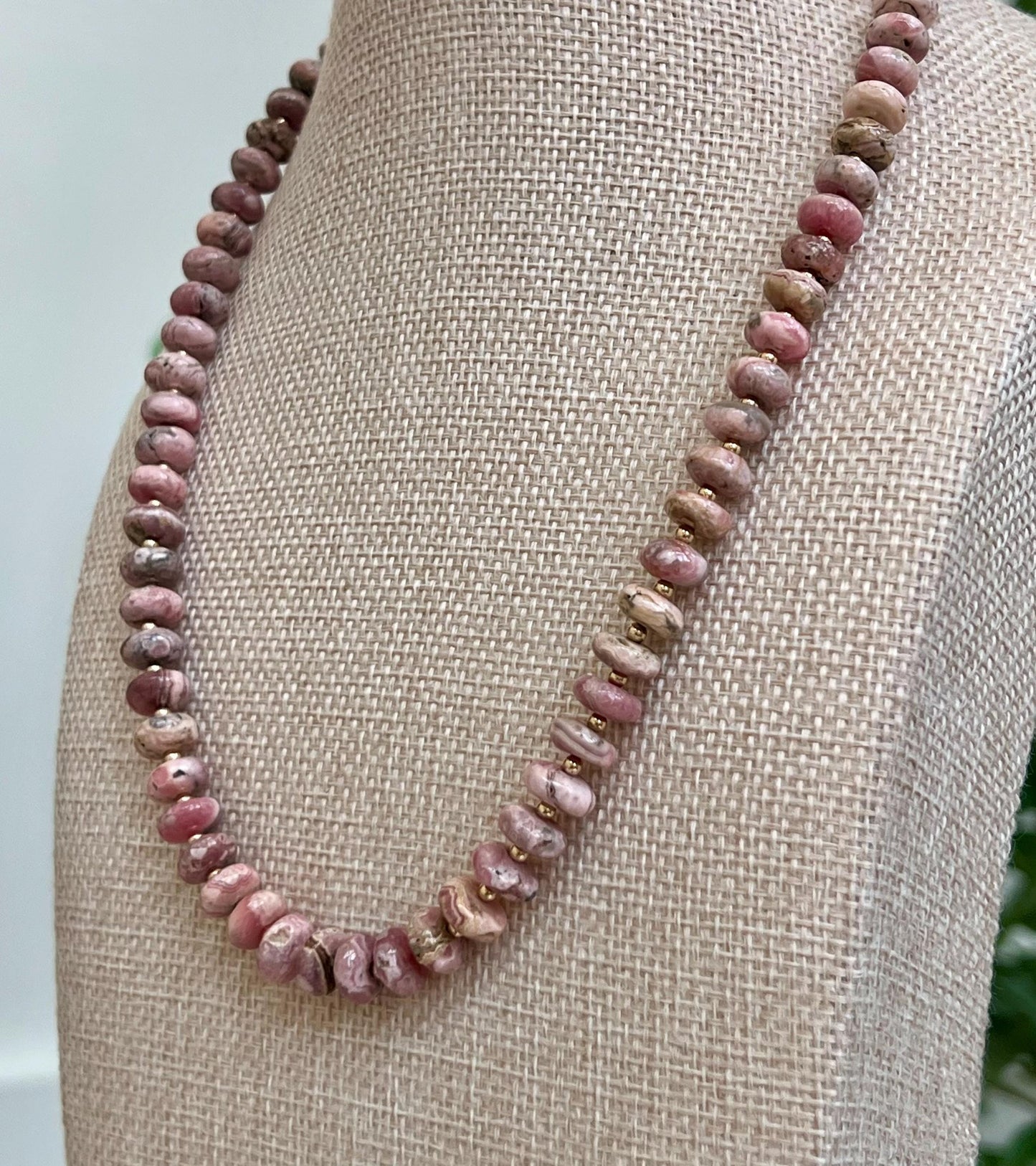 Rhodochrosite Beaded Necklace