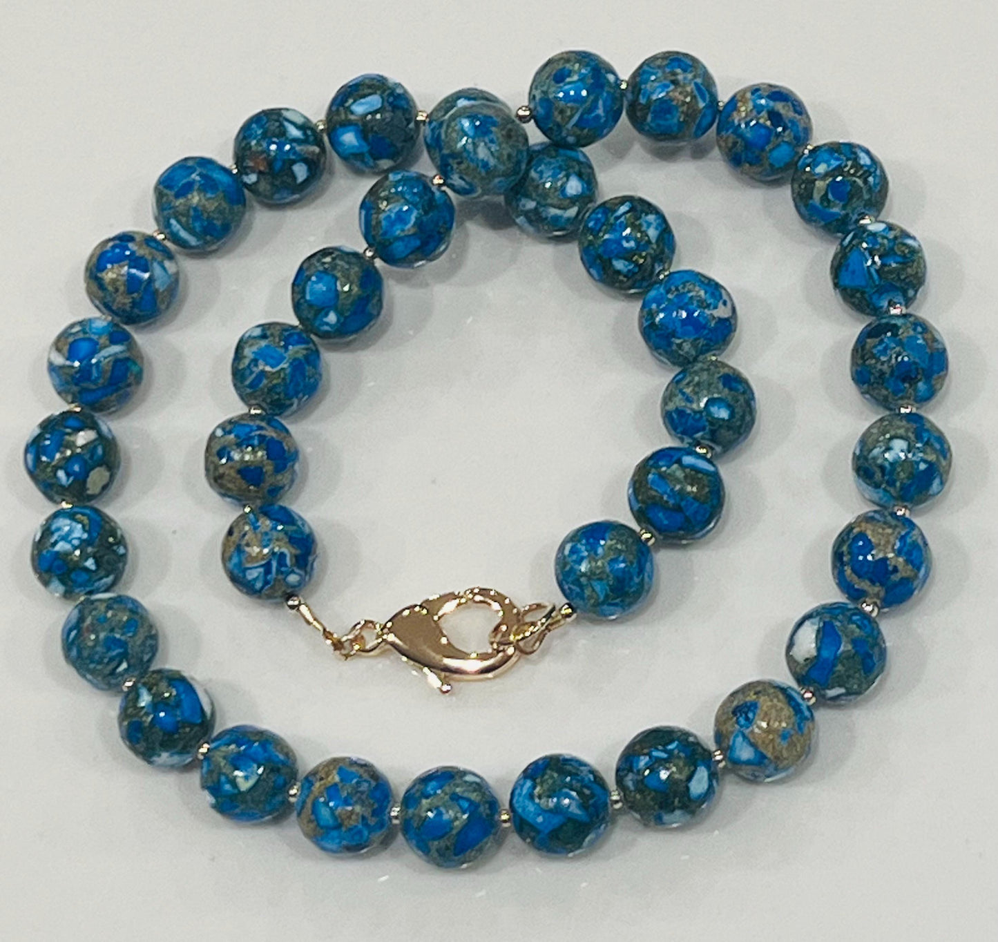 Mohave Copper Royal Blue Turquoise Beaded Necklace
