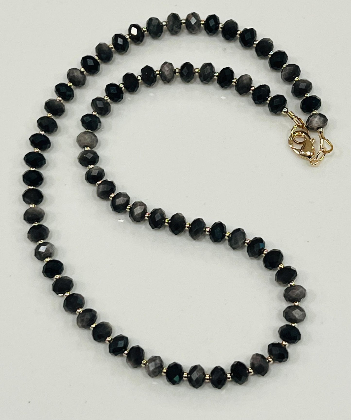 Faceted Obsidian Beaded Necklace