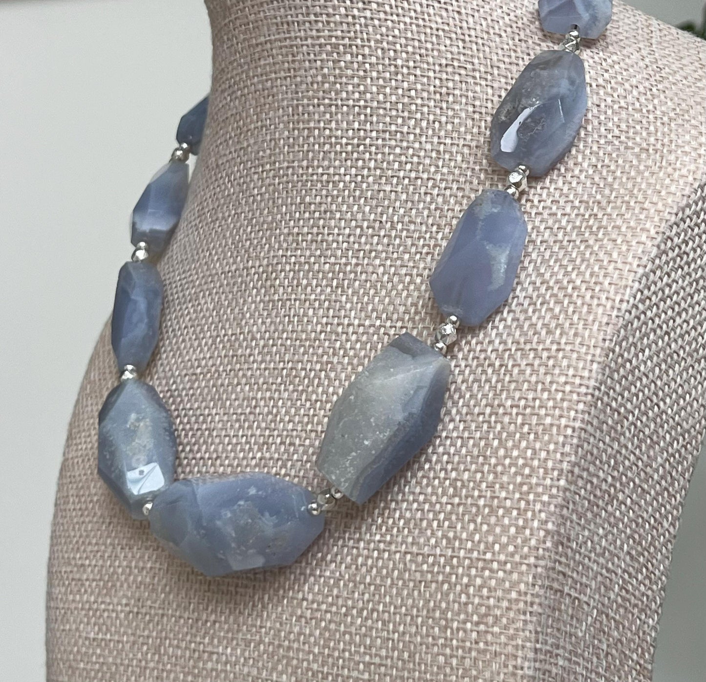 Blue Lace Agate Beaded Necklace