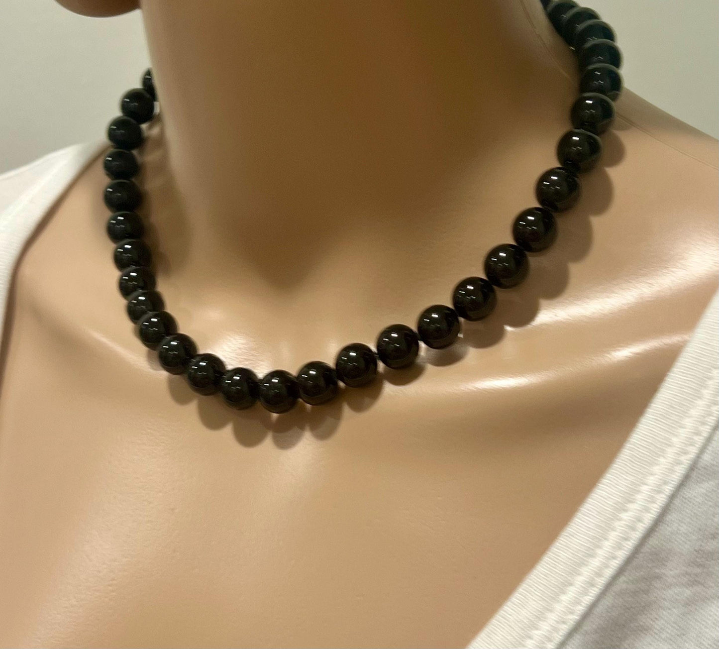Black Tourmaline Beaded Necklace