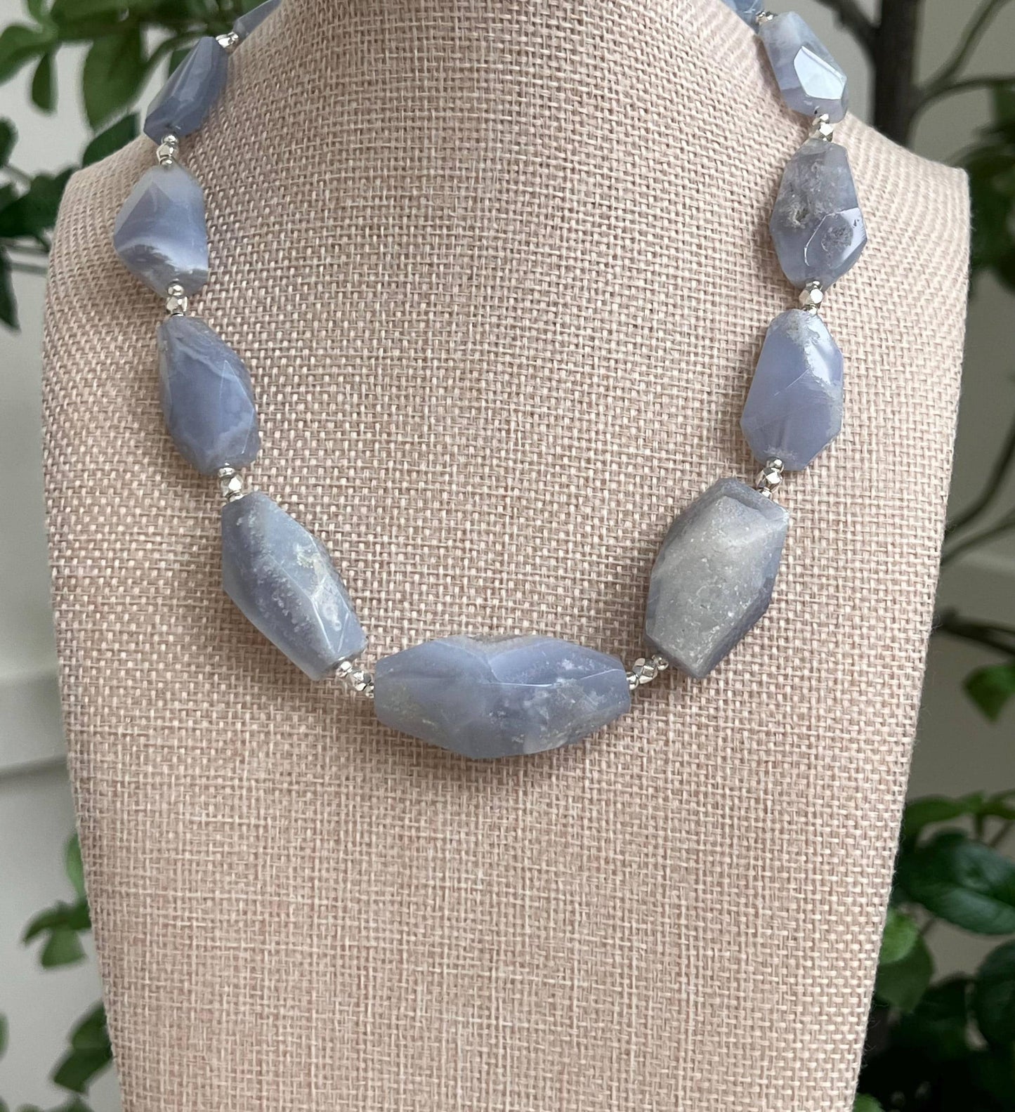 Blue Lace Agate Beaded Necklace