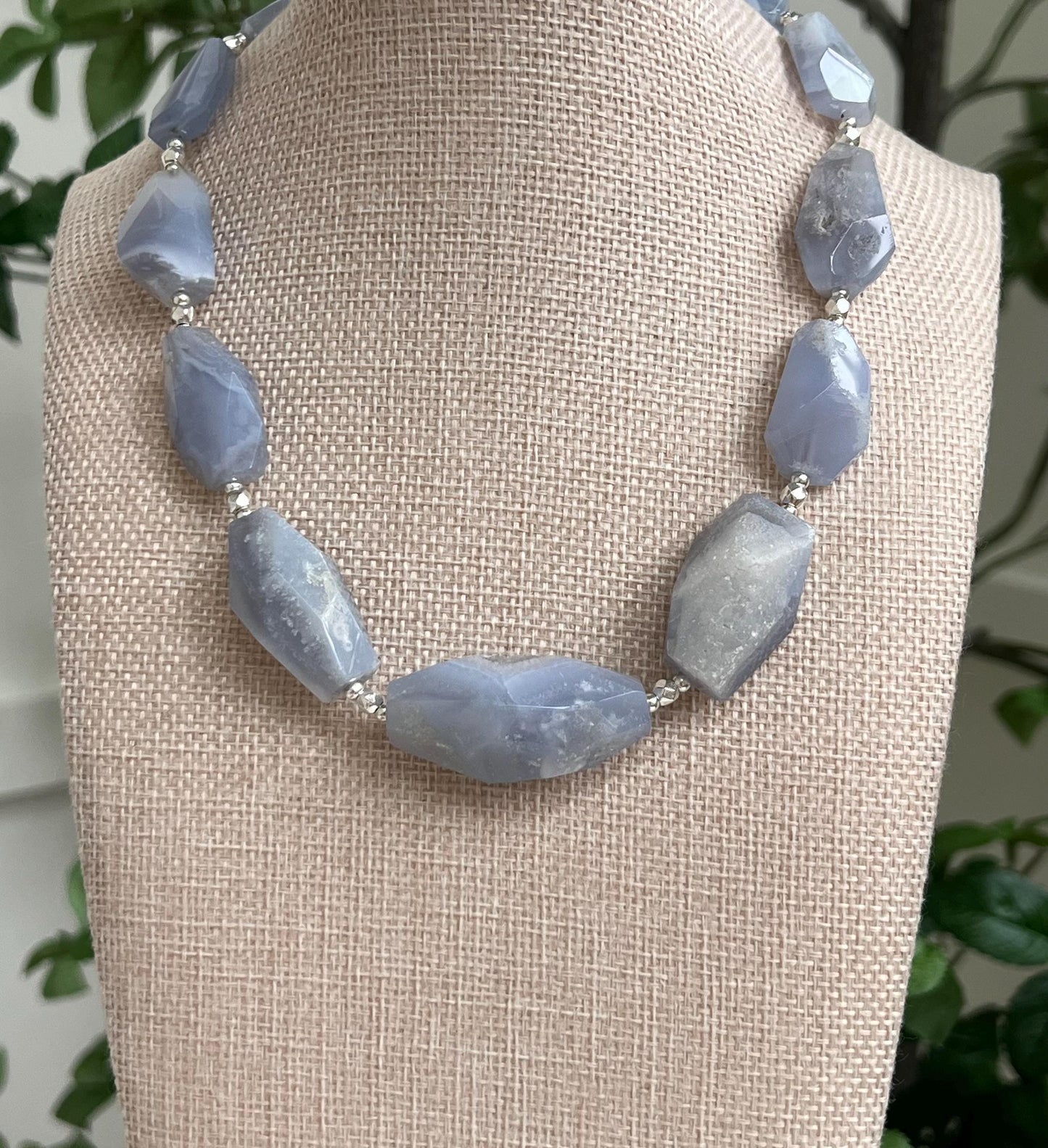 Blue Lace Agate Beaded Necklace