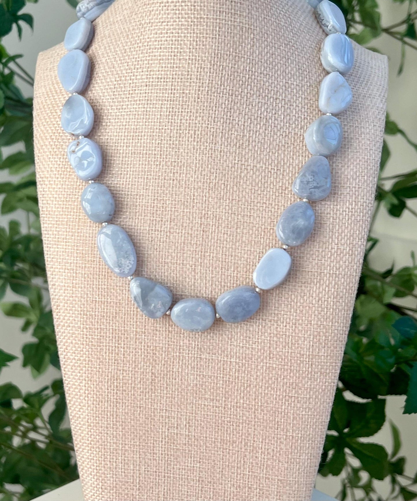Blue Lace Agate Beaded Necklace