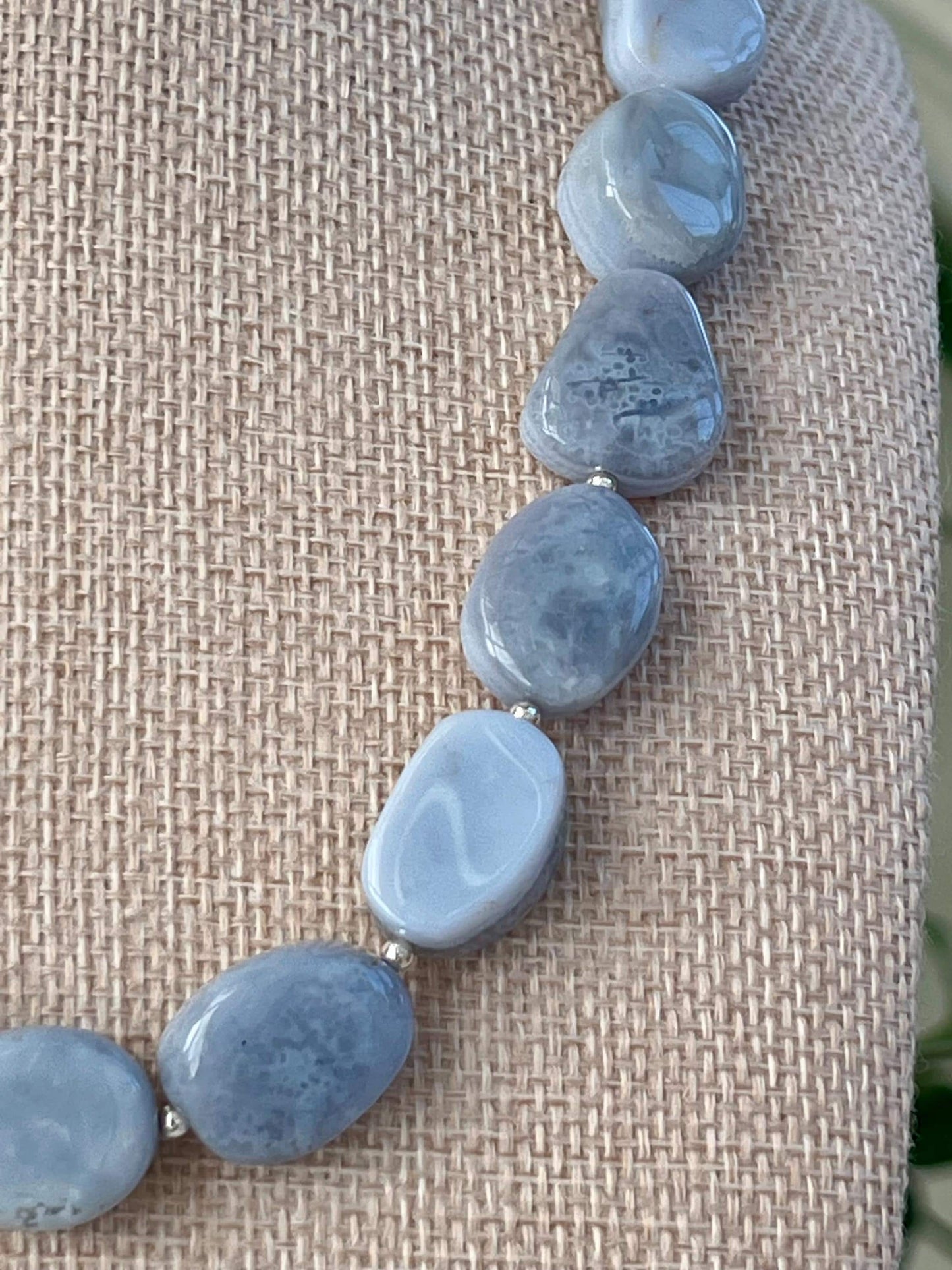 Blue Lace Agate Beaded Necklace