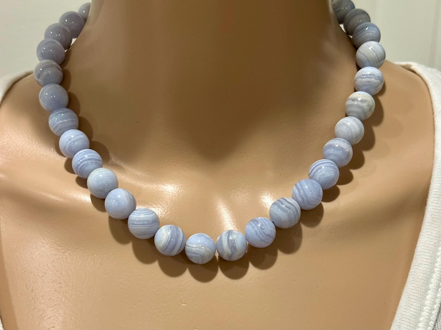 Blue Lace Agate Beaded Necklace