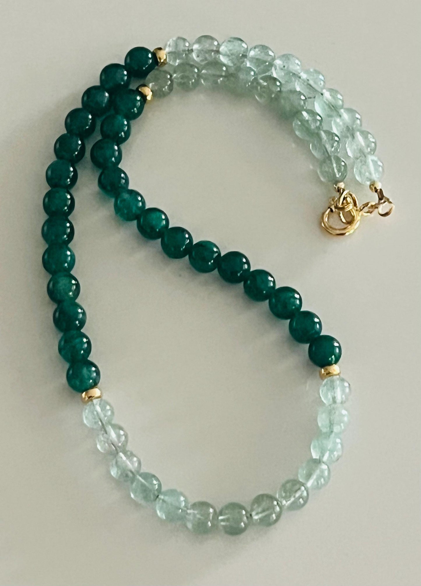 Green Strawberry Quartz and Green Mica Beaded Necklace