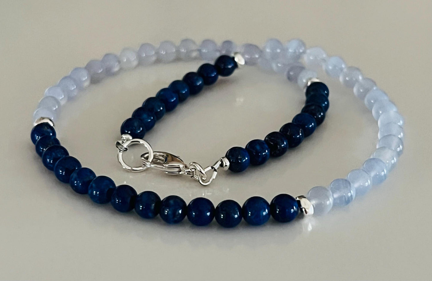 Lapis and Blue Chalcedony Beaded Necklace