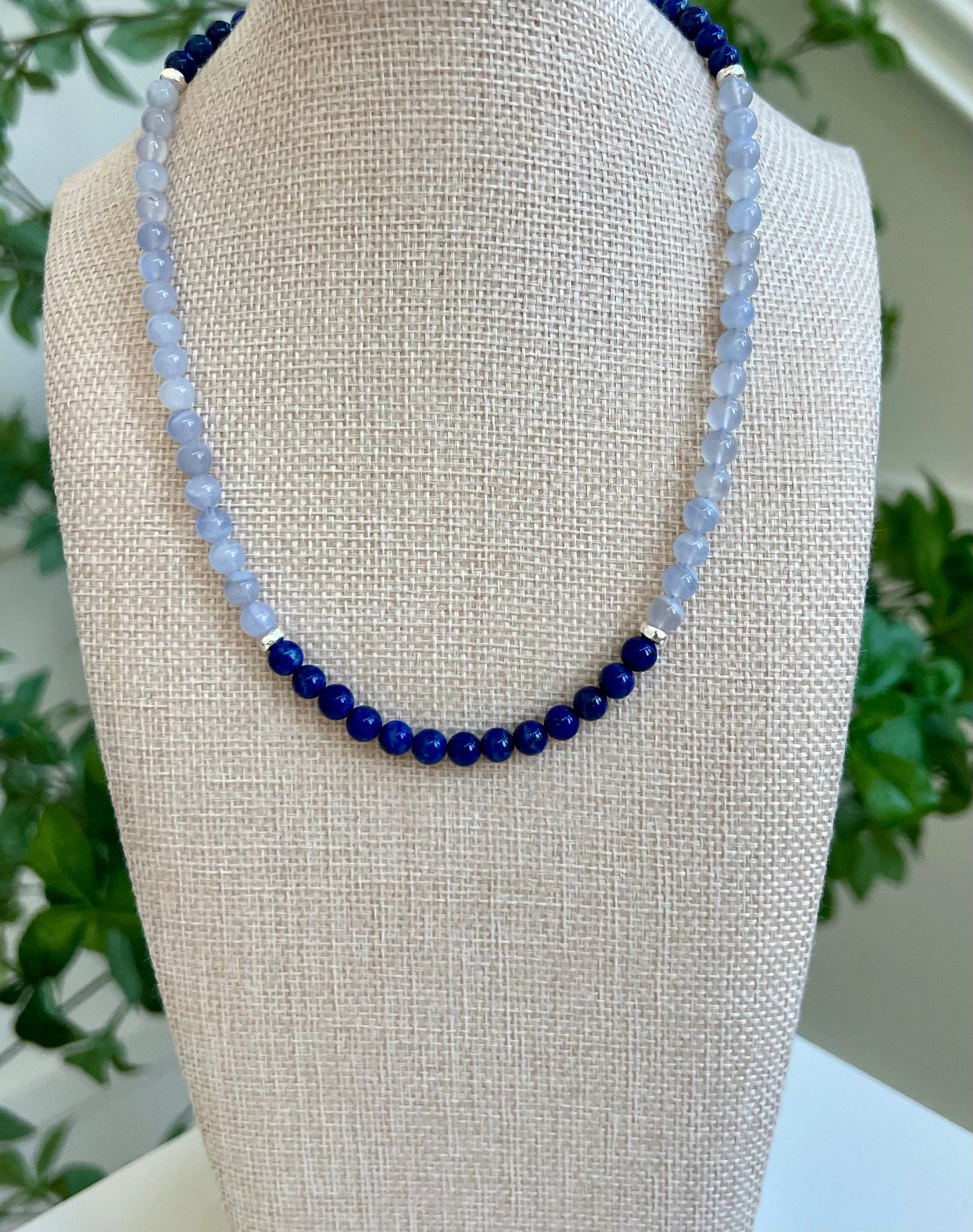 Lapis and Blue Chalcedony Beaded Necklace