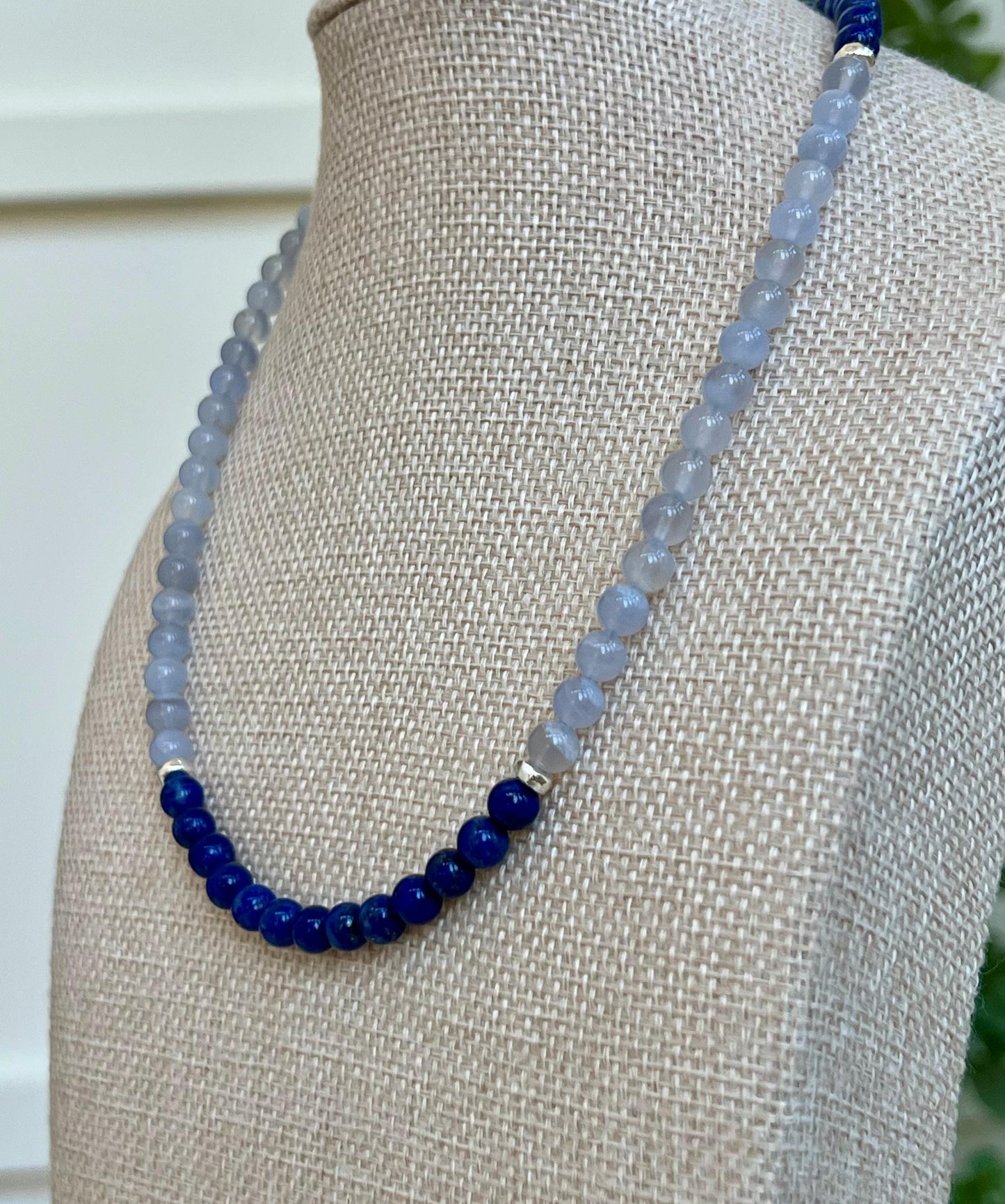 Lapis and Blue Chalcedony Beaded Necklace