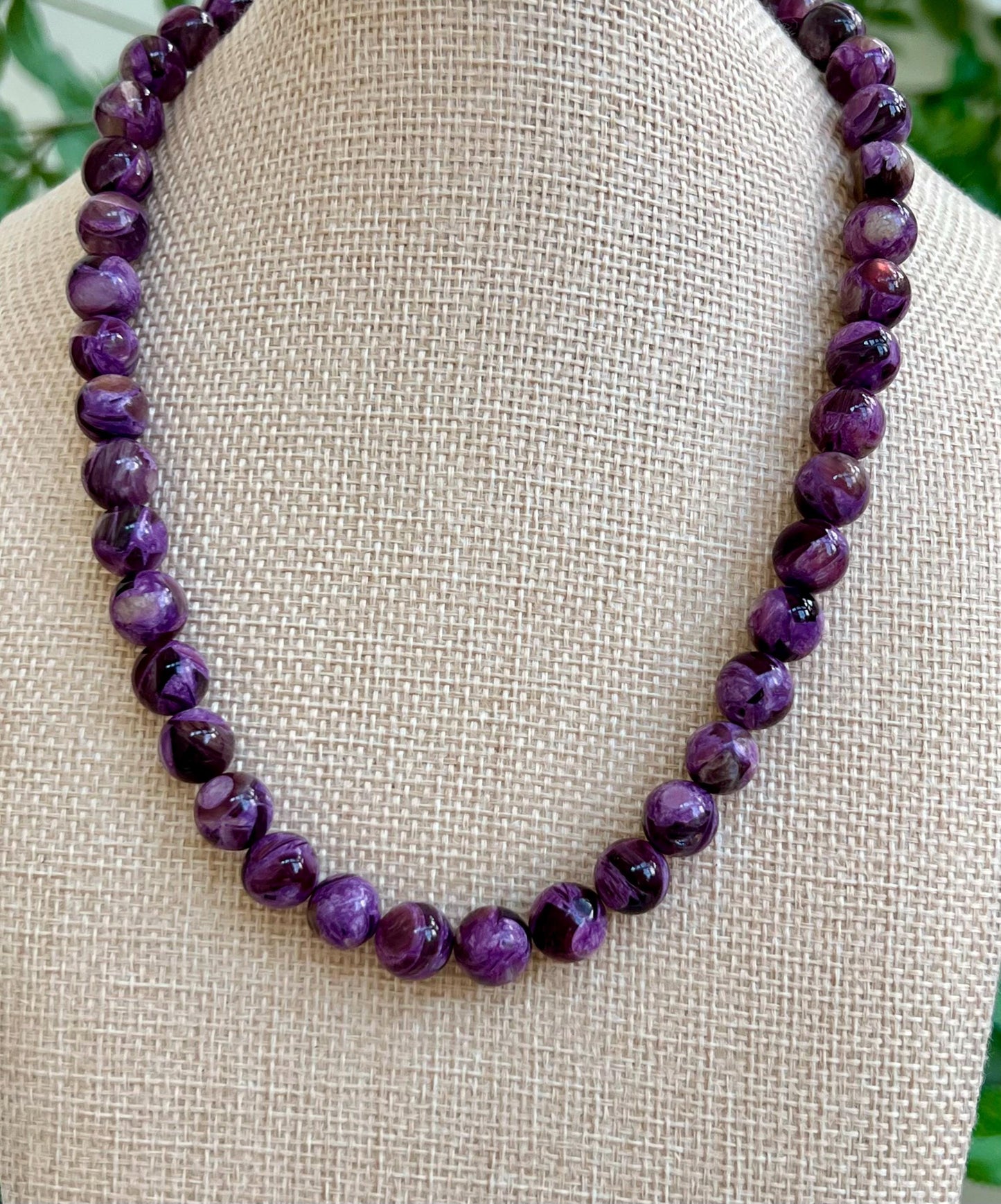 Purple Mica Muscovite Beaded Necklace