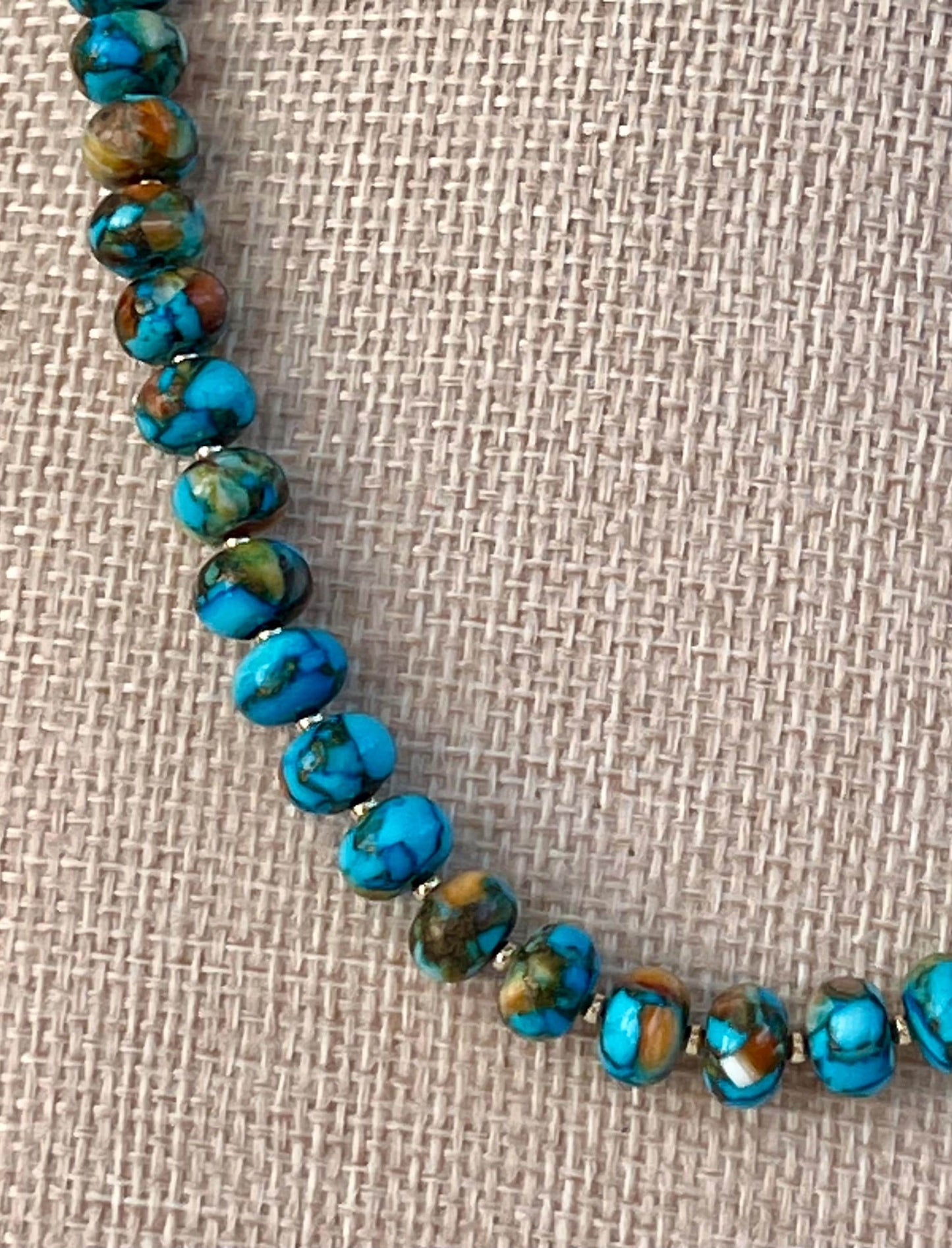 Turquoise and Spiny Oyster Beaded Necklace
