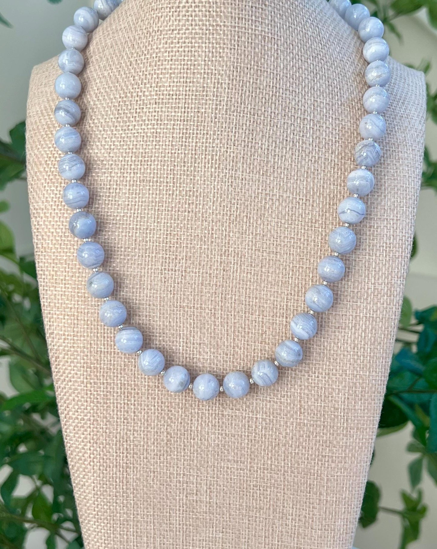 Blue Lace Agate Beaded Necklace