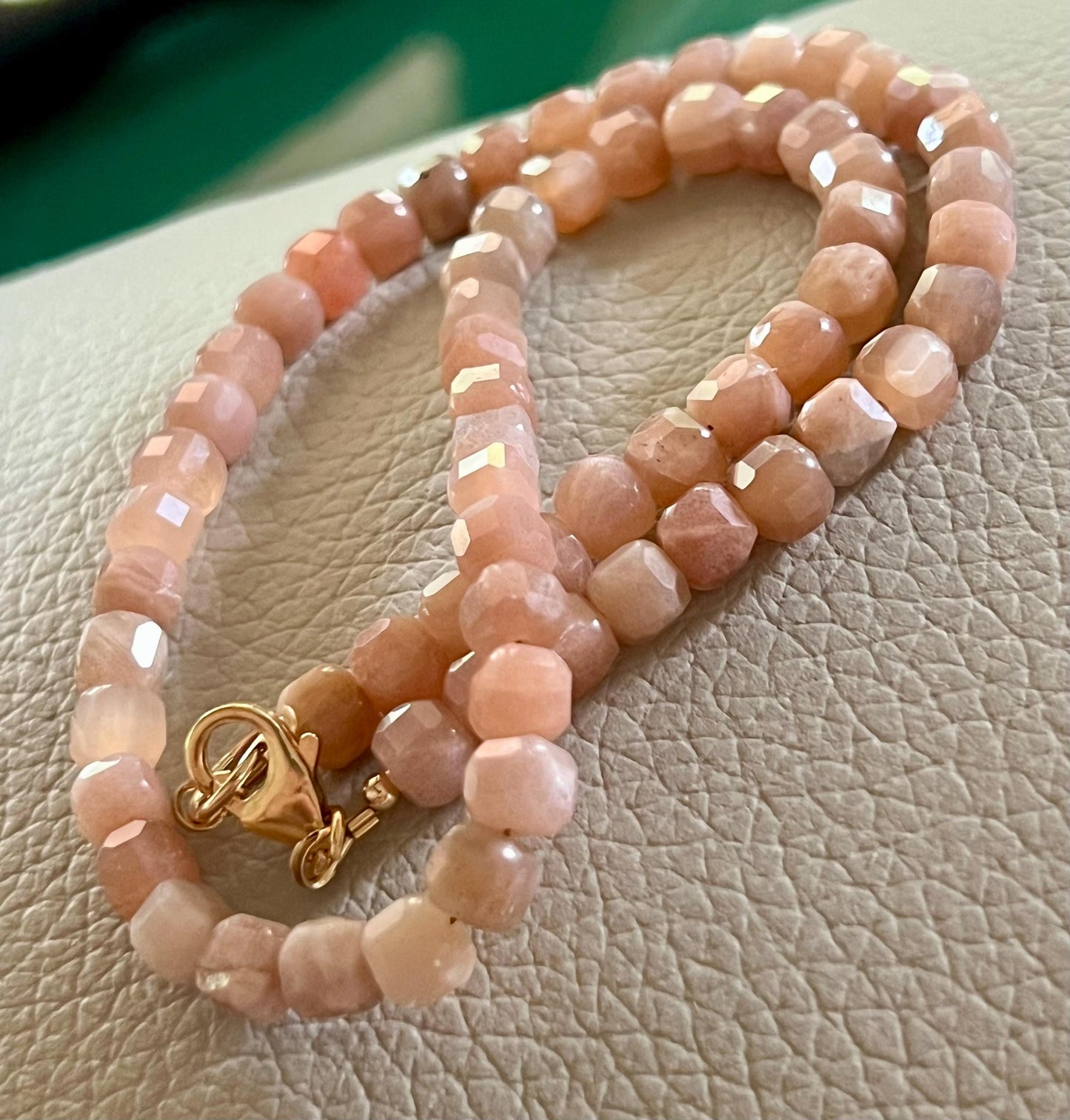 Peach Moonstone Beaded Necklace