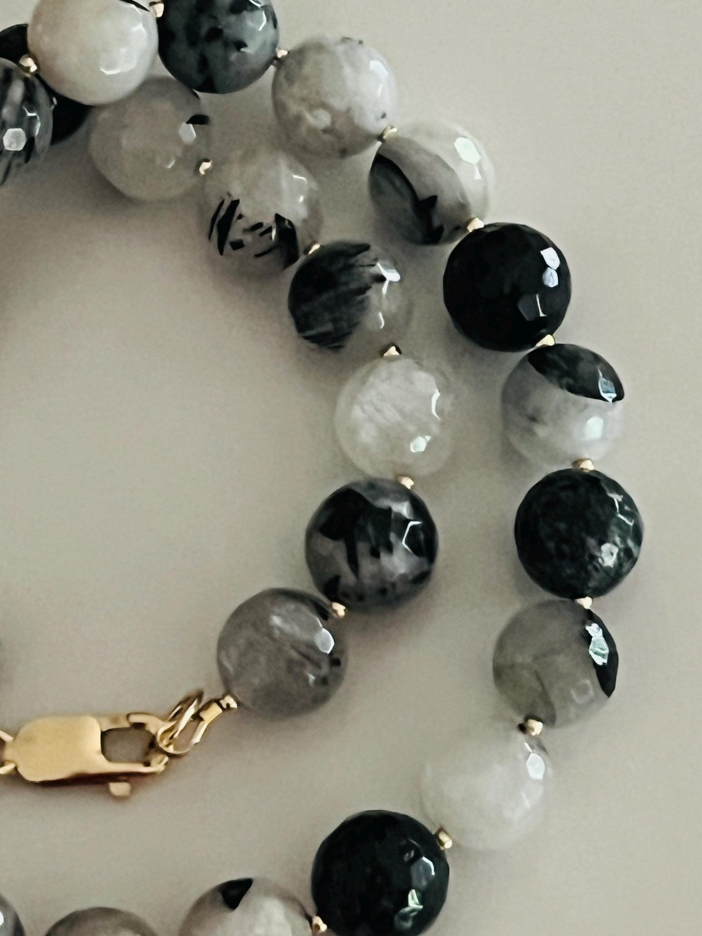 Black Tourmalinated Quartz Beaded Necklace