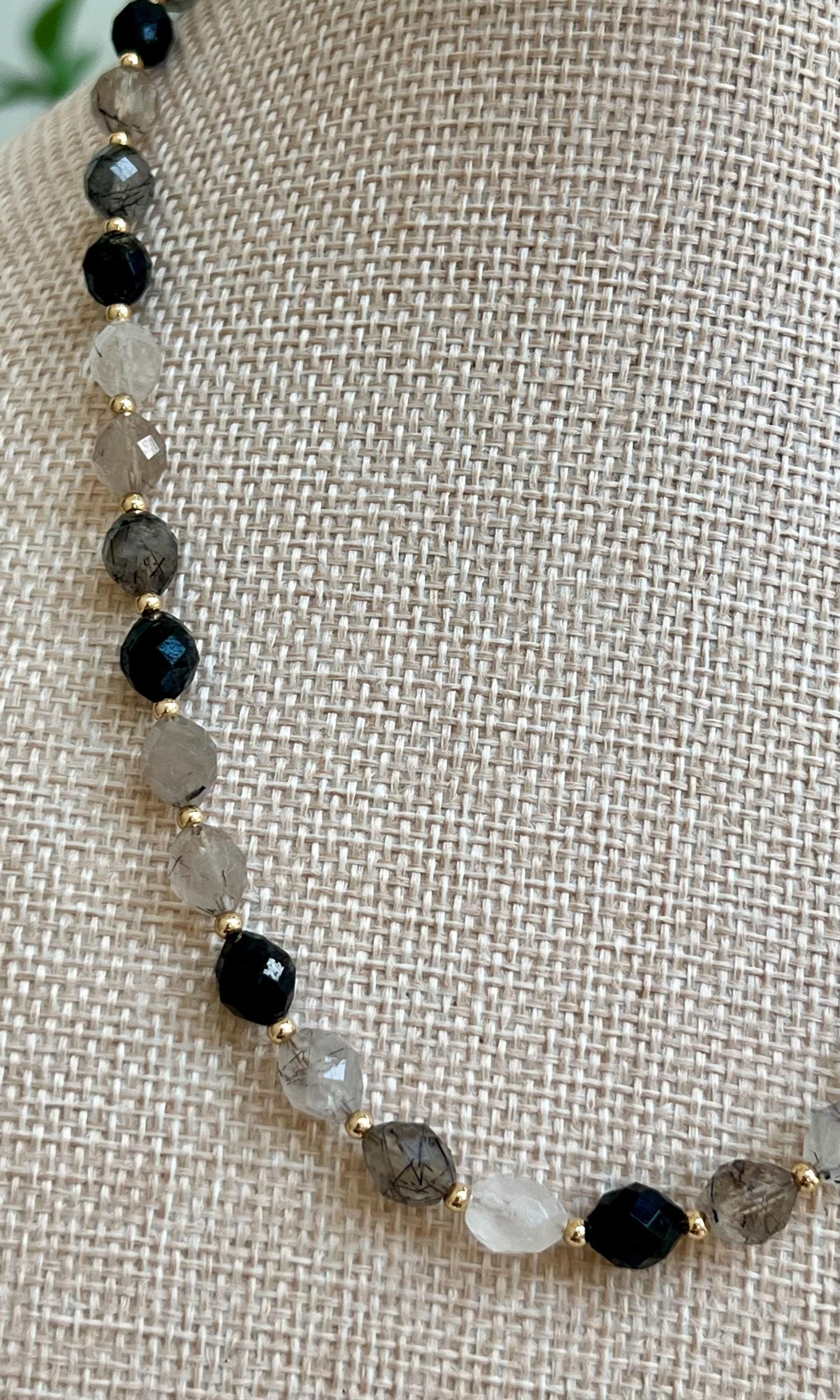 Black Rutilated Quartz Beaded Necklace
