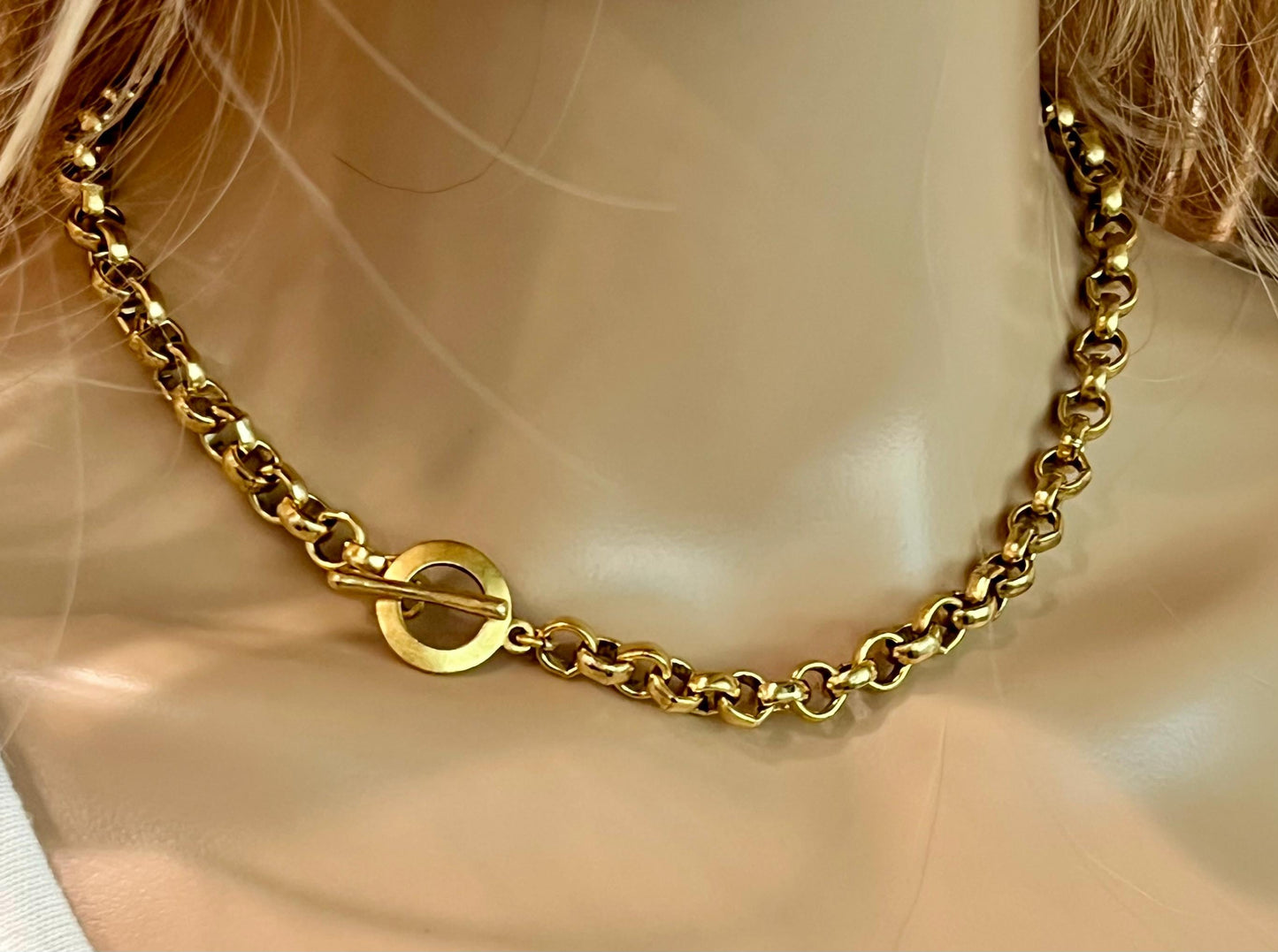 Gold Thick Rolo Chain Necklace