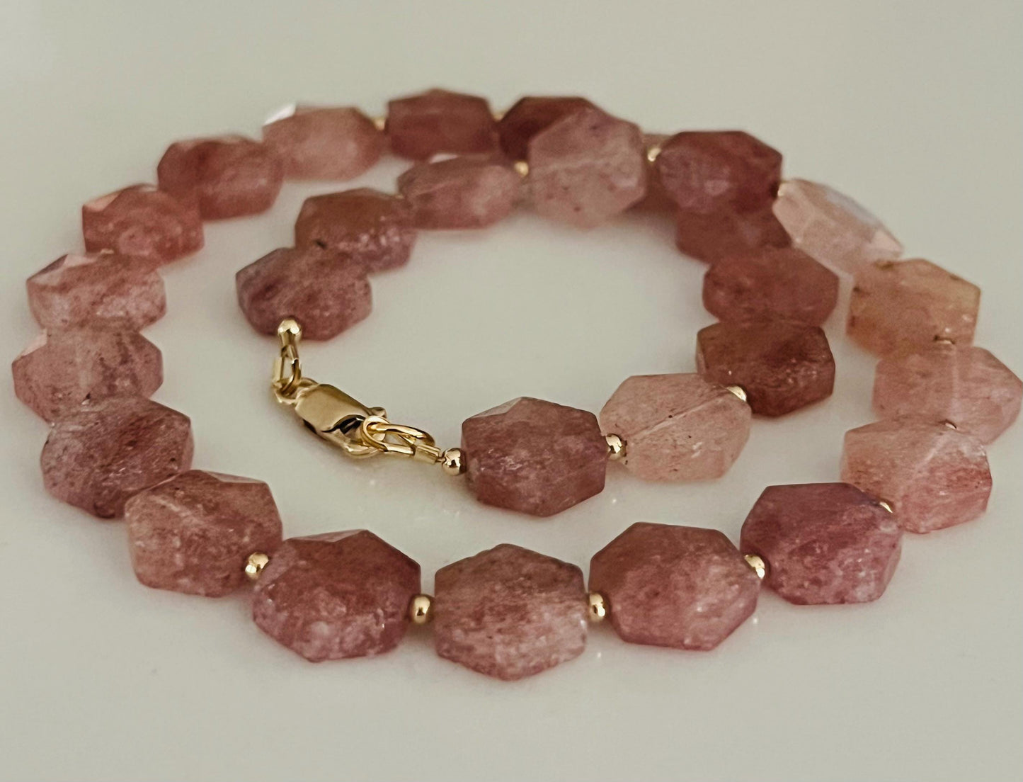 Strawberry Quartz Beaded Necklace