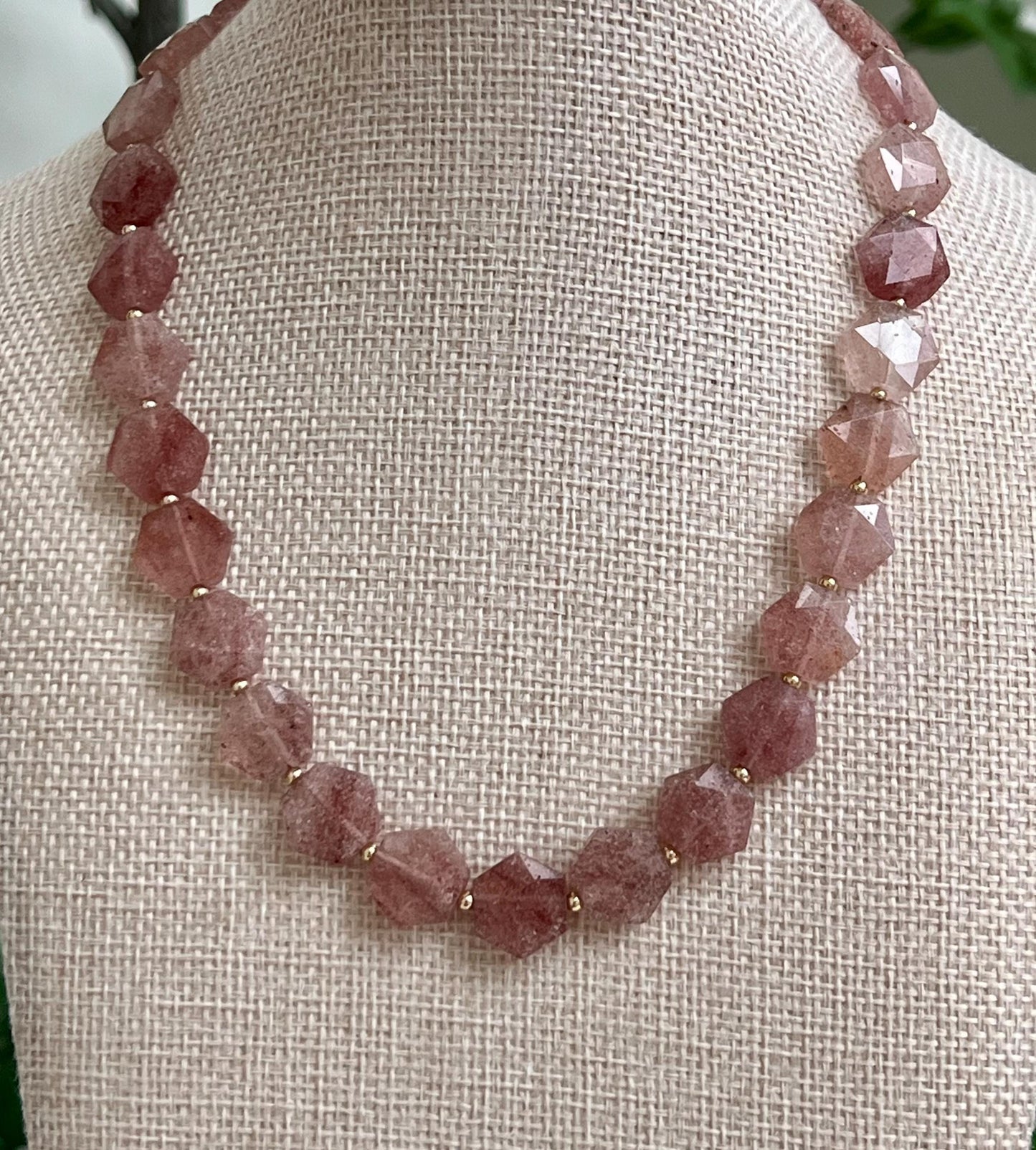 Strawberry Quartz Beaded Necklace