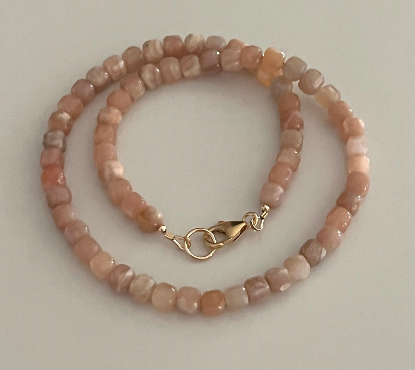 Peach Moonstone Beaded Necklace