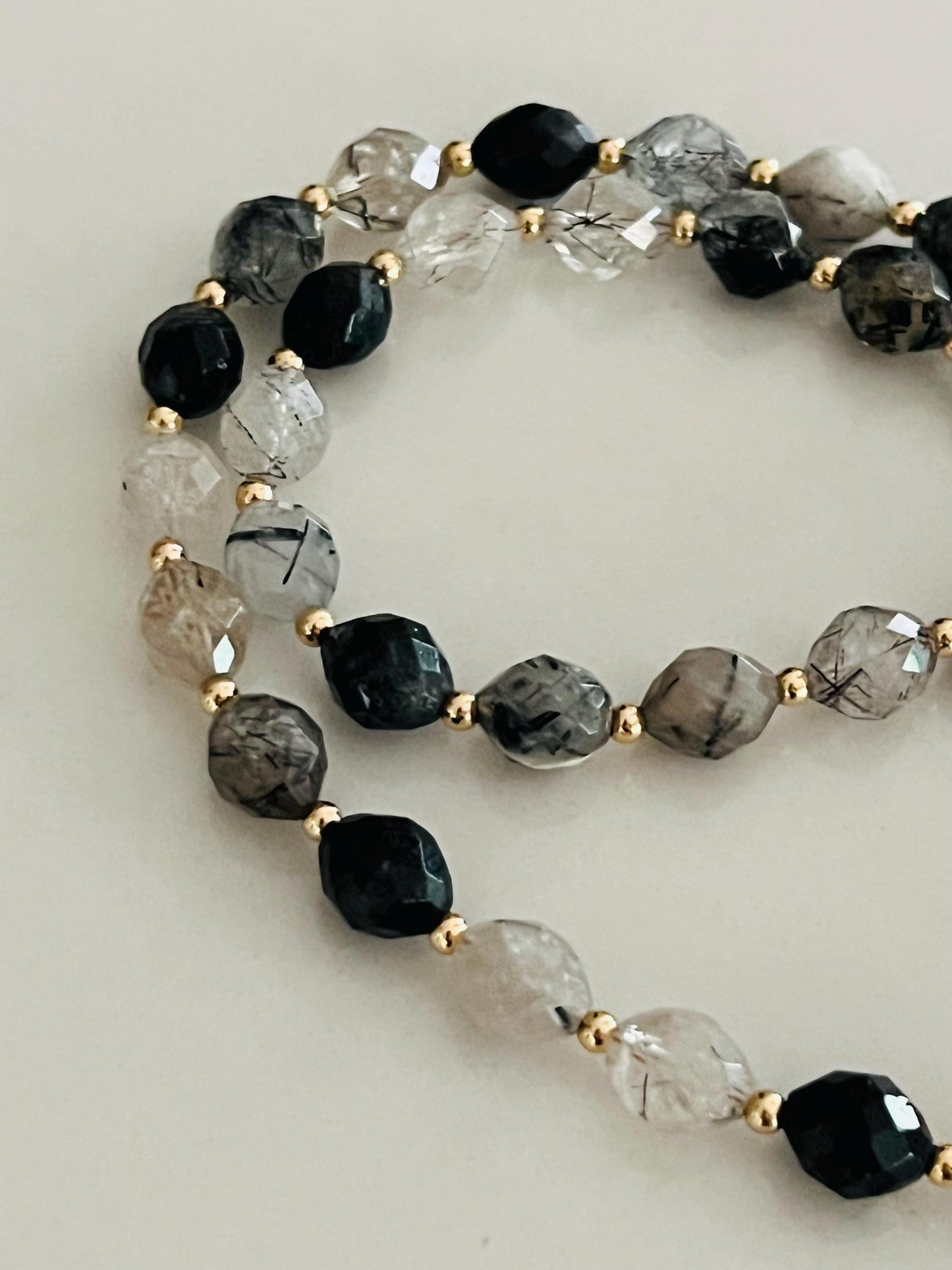 Black Rutilated Quartz Beaded Necklace