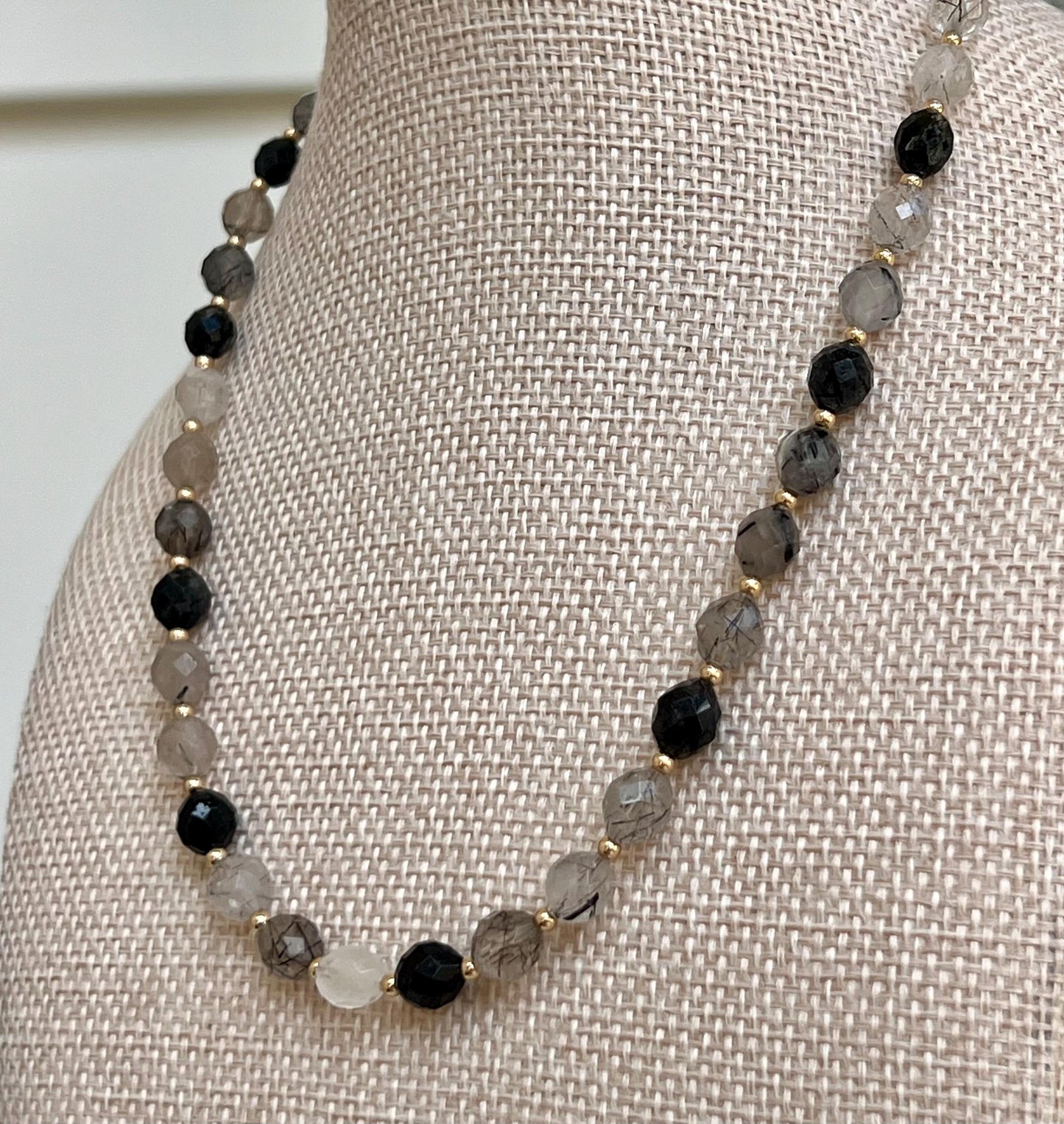 Black Rutilated Quartz Beaded Necklace