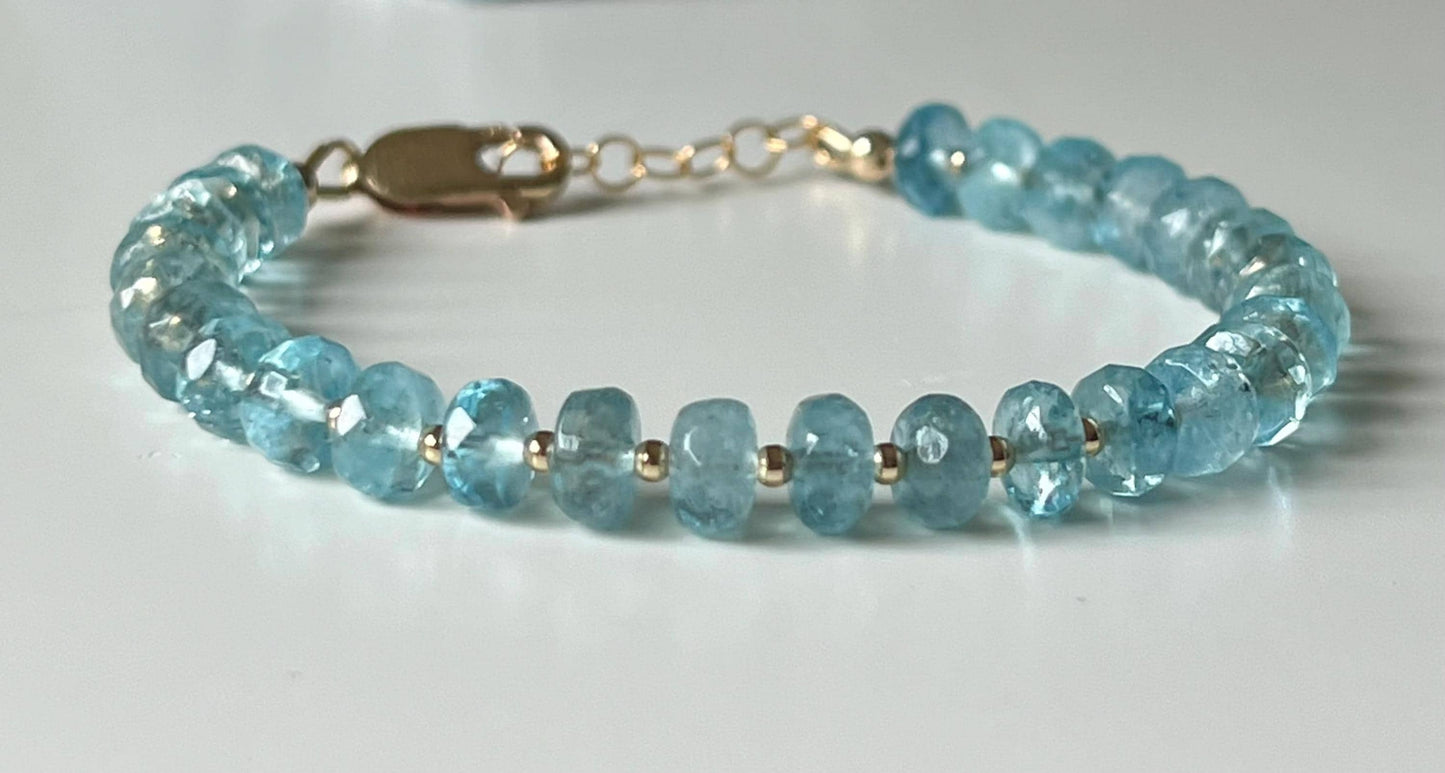 Aquamarine Beaded Bracelet: