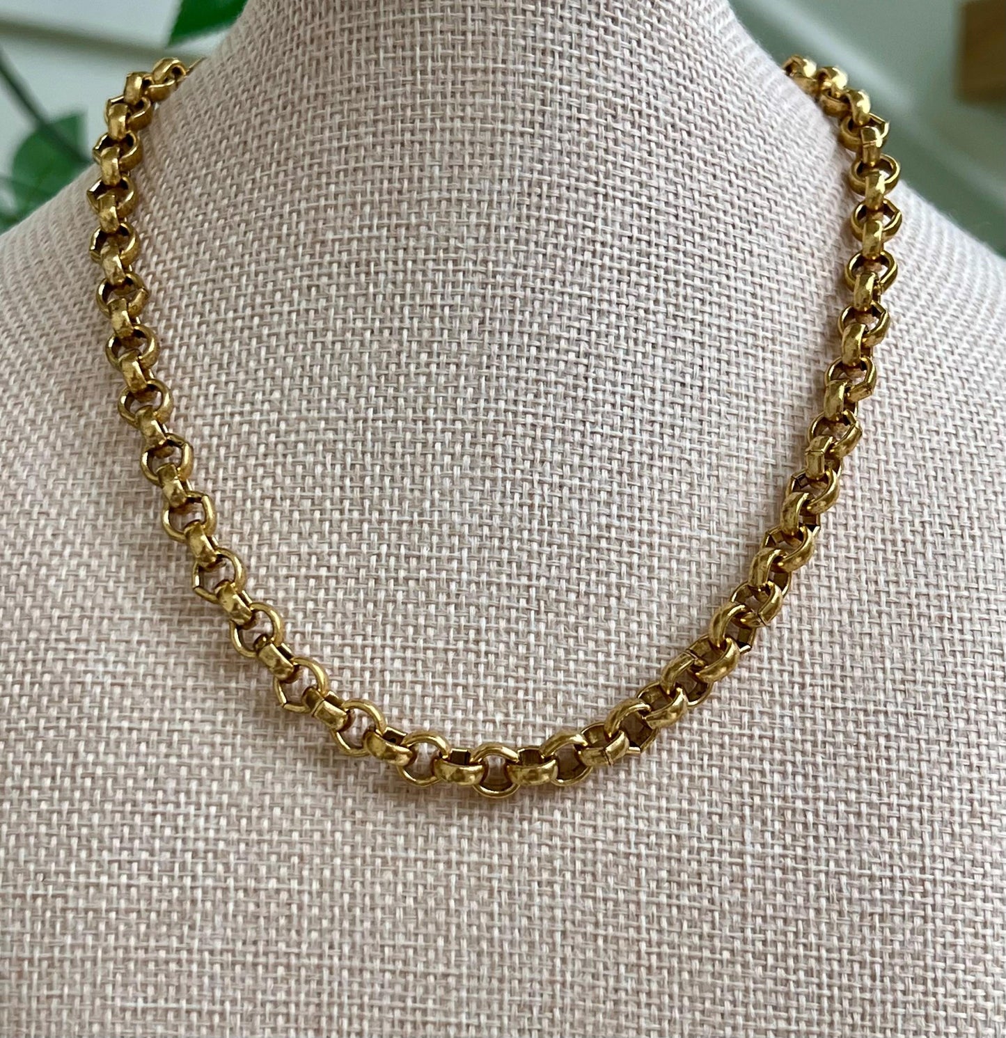 Gold Thick Rolo Chain Necklace