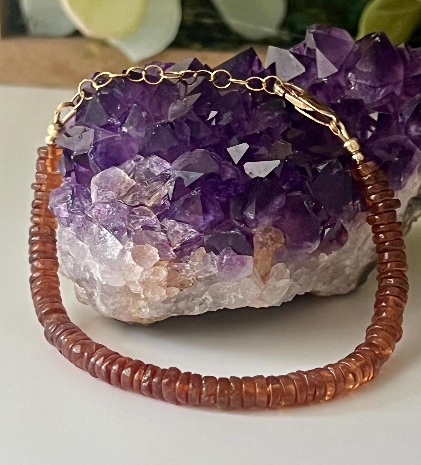 Hessonite Beaded Bracelet