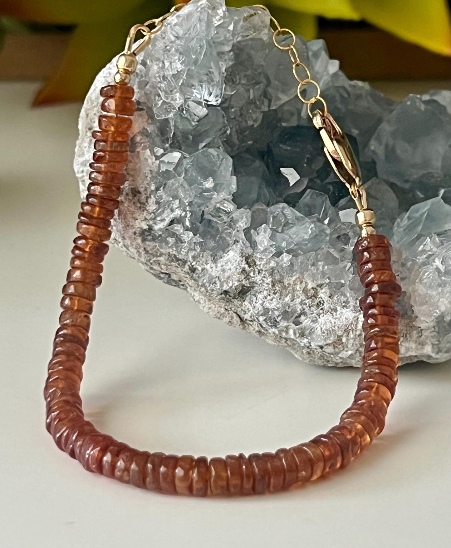 Hessonite Beaded Bracelet