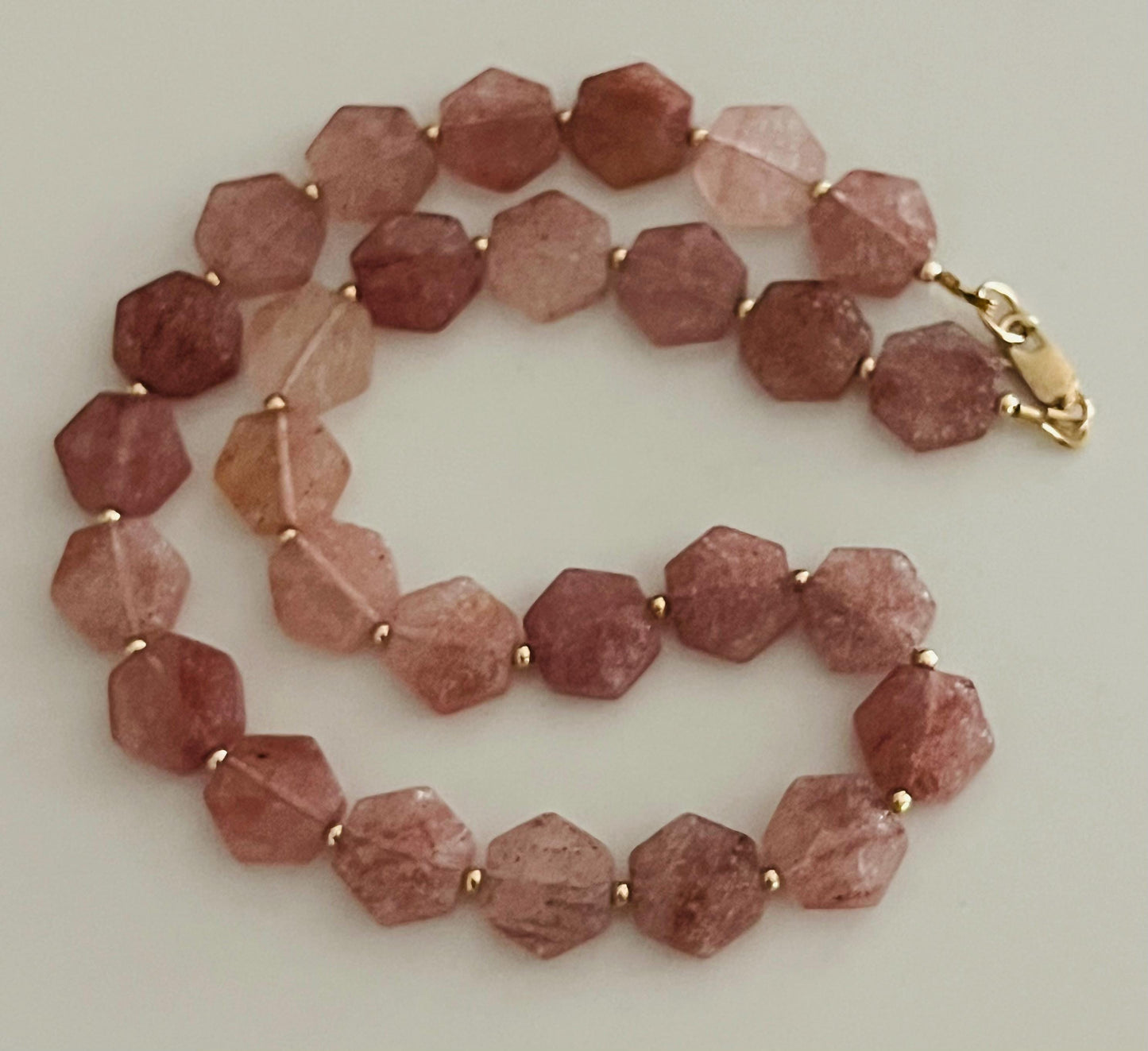 Strawberry Quartz Beaded Necklace