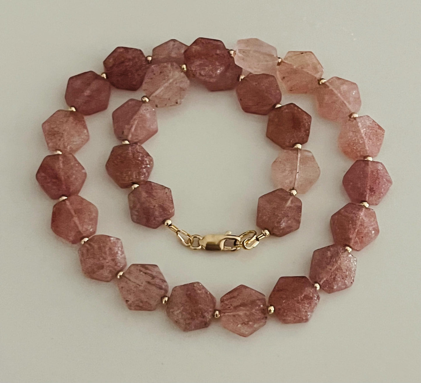 Strawberry Quartz Beaded Necklace