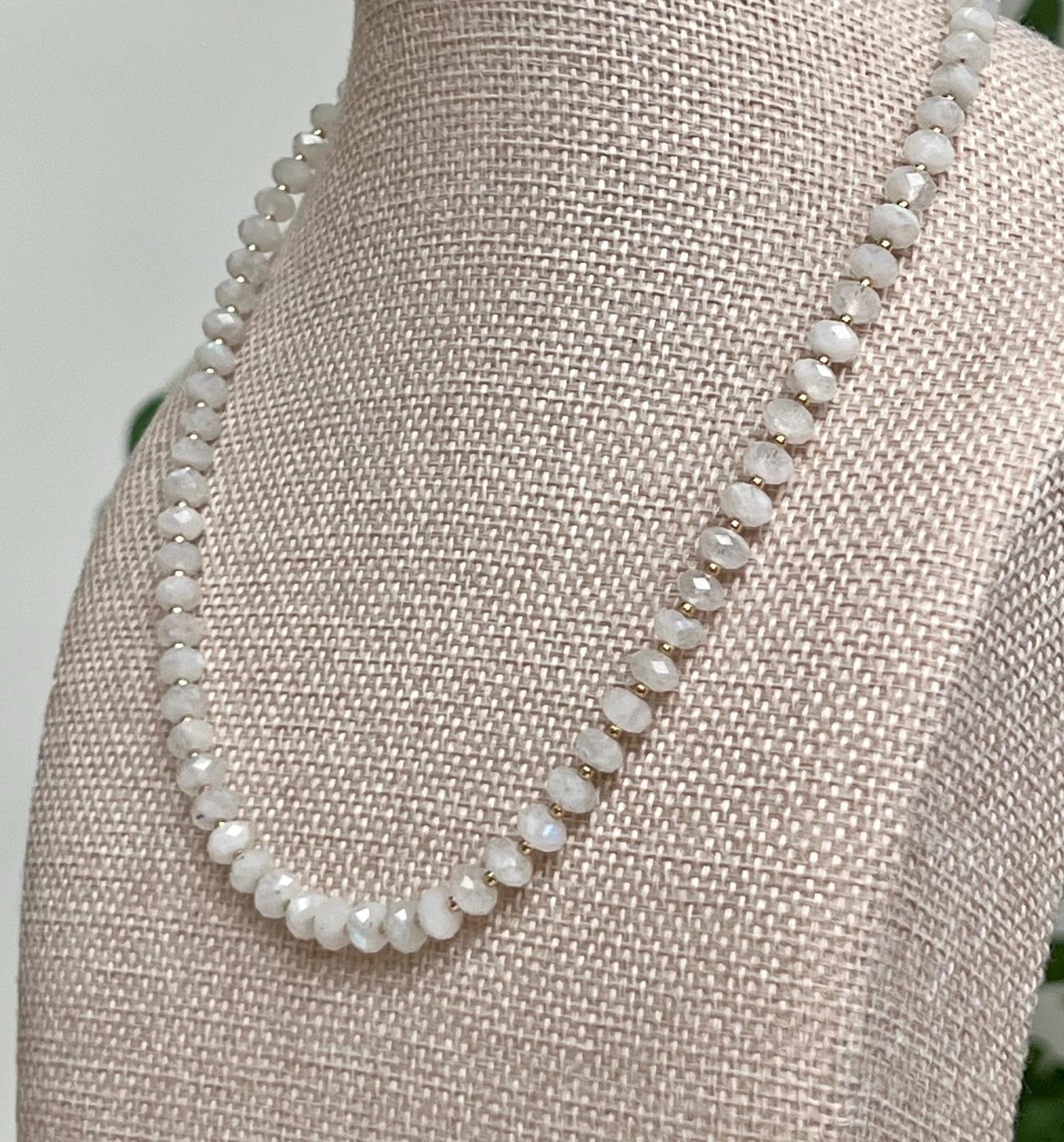 Rainbow Moonstone Beaded Necklace