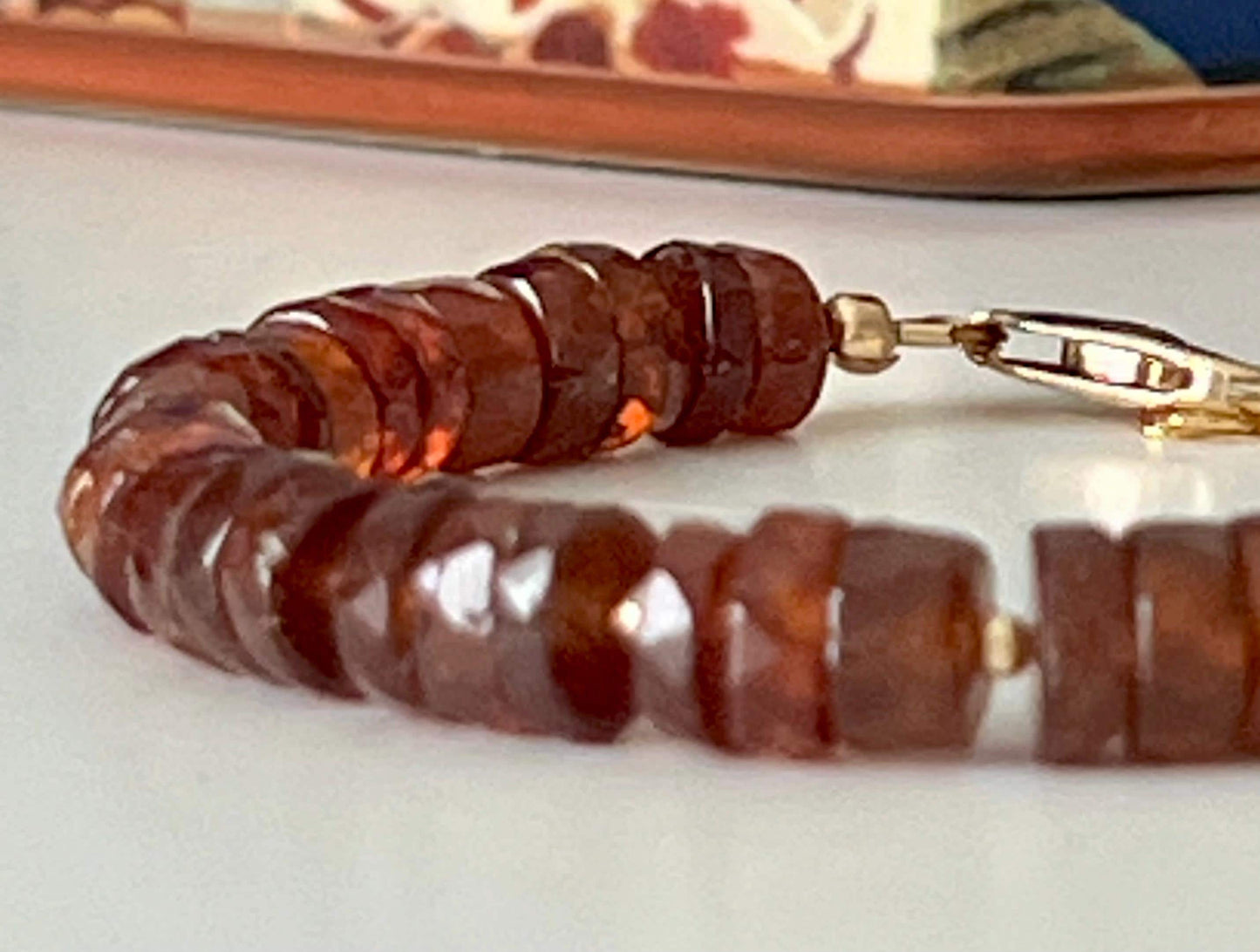 Hessonite Beaded Bracelet