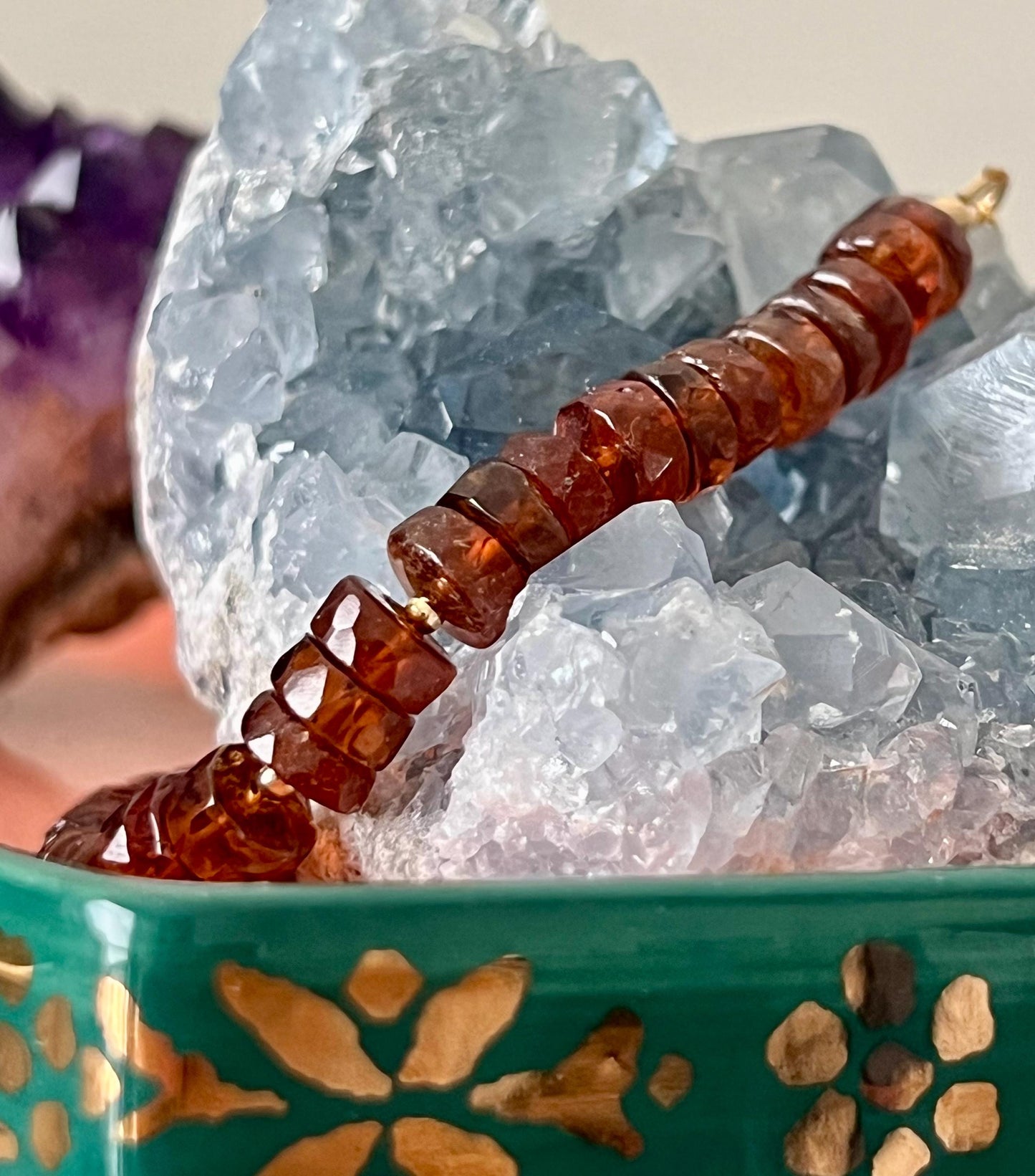 Hessonite Beaded Bracelet
