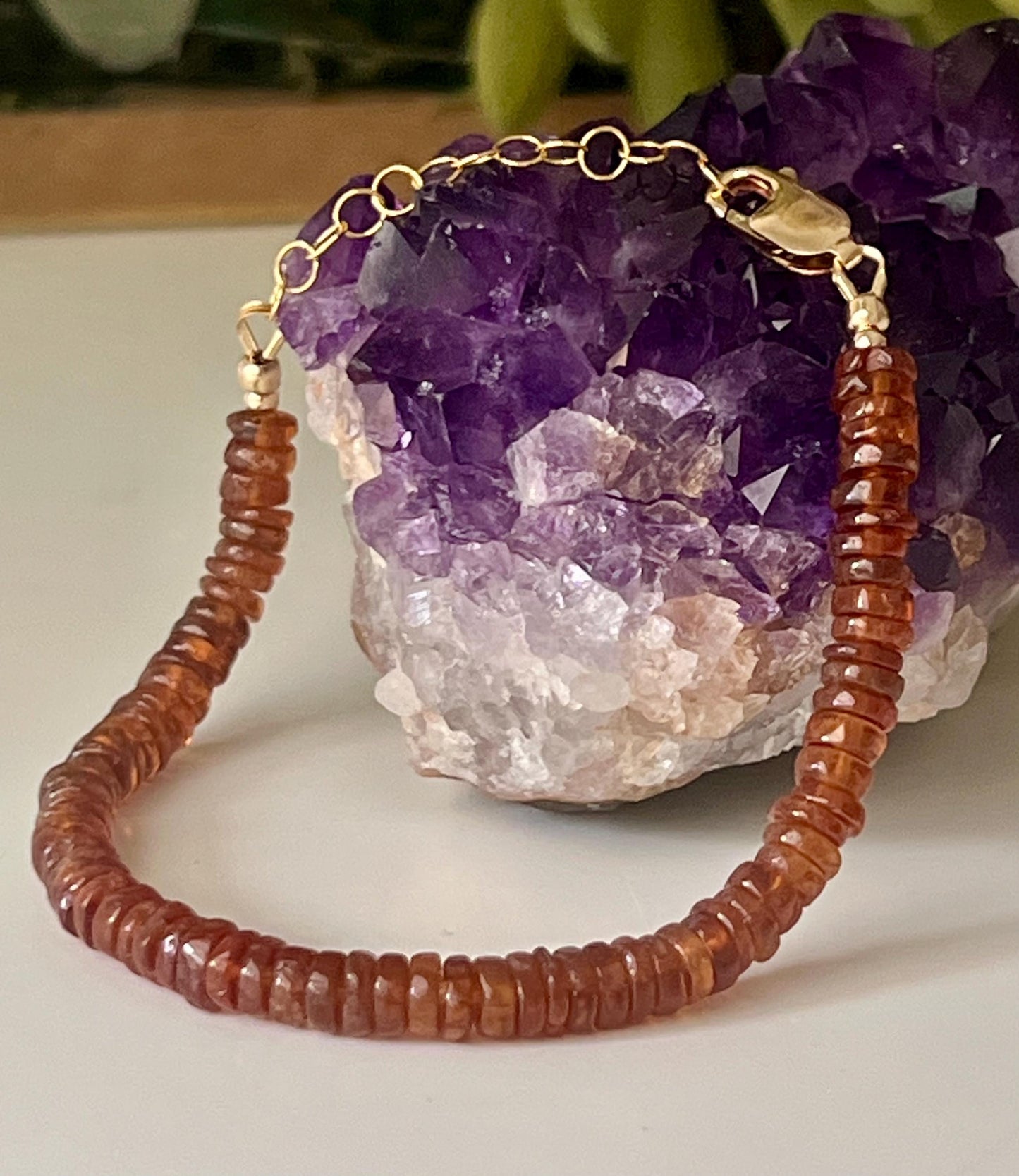 Hessonite Beaded Bracelet