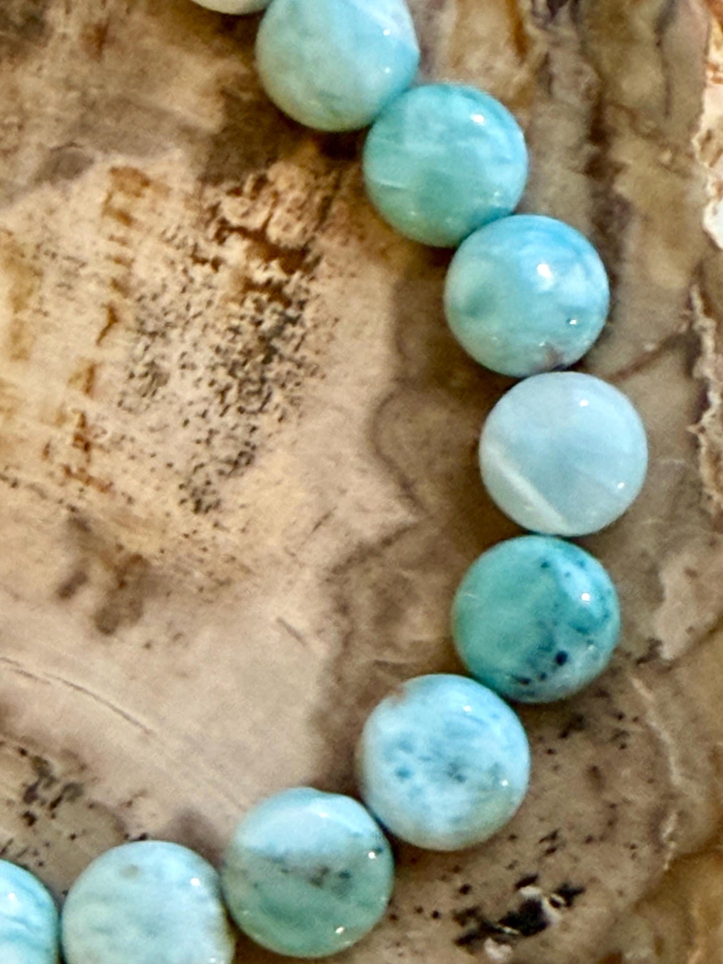 Larimar Bracelet: 10mm Coin A Larimar with Gold Filled Clasp/Beads, 6.5-8 inches in Length Pearl Bracelet