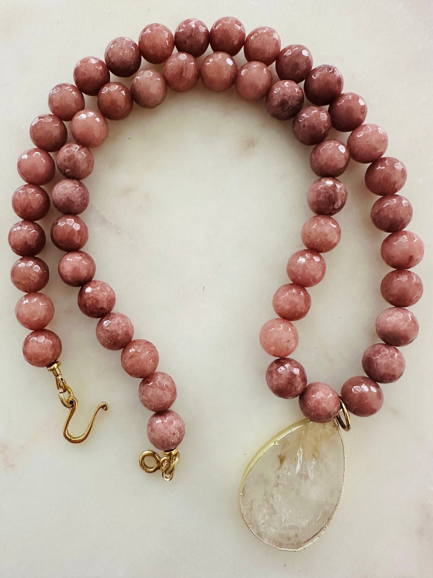 Mauve Jade Beaded Necklace