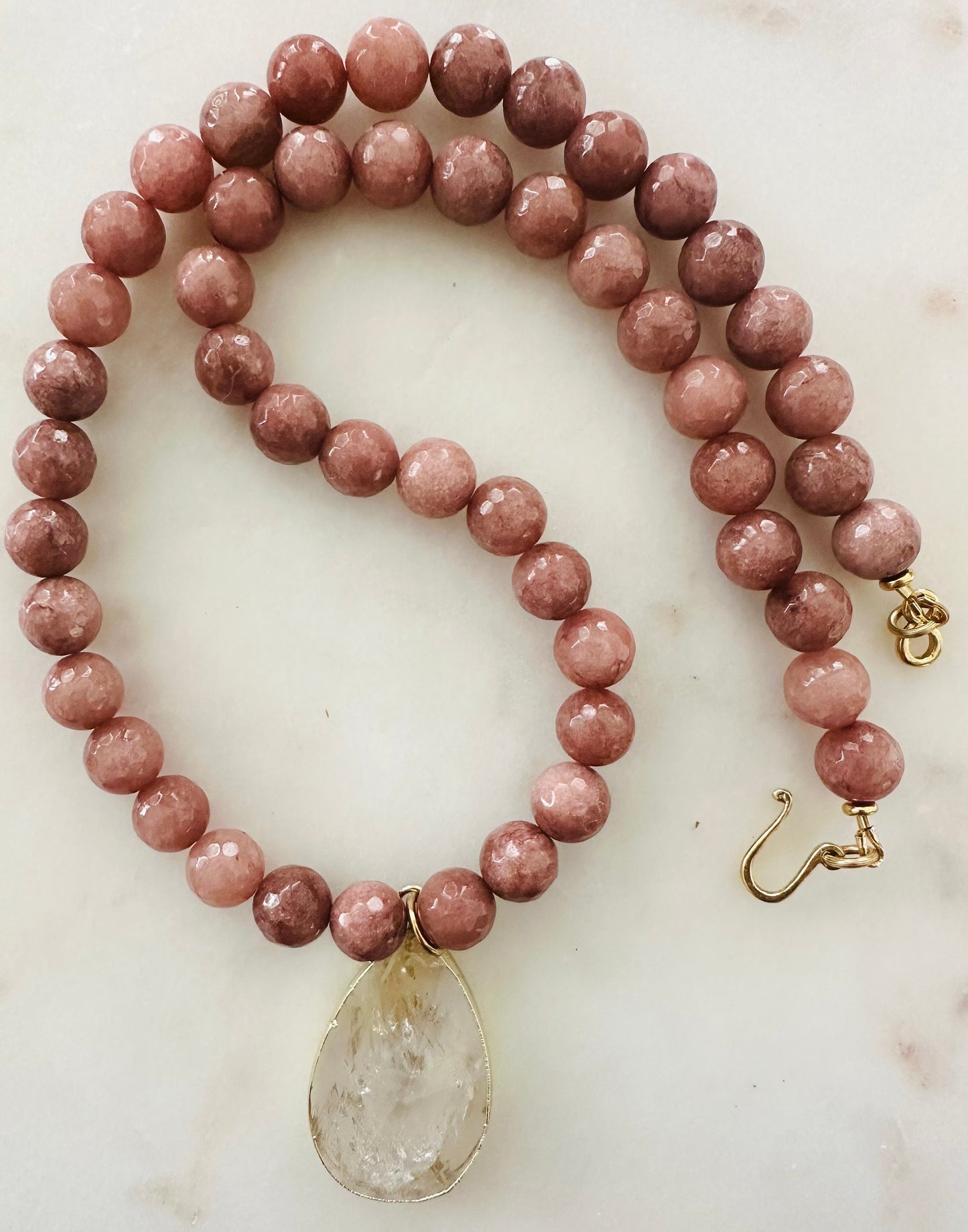 Mauve Jade Beaded Necklace