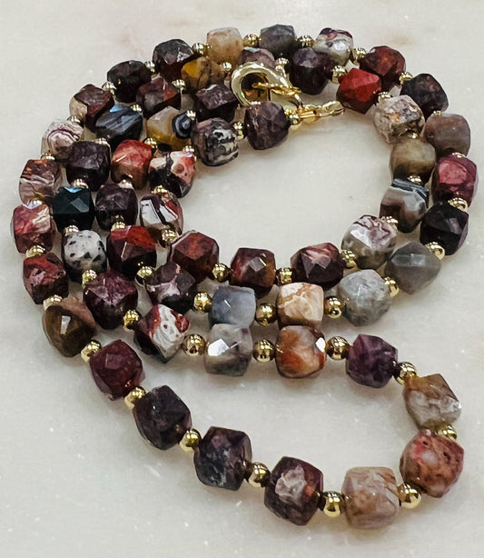Mexican Crazy Lace Agate Beaded Necklace