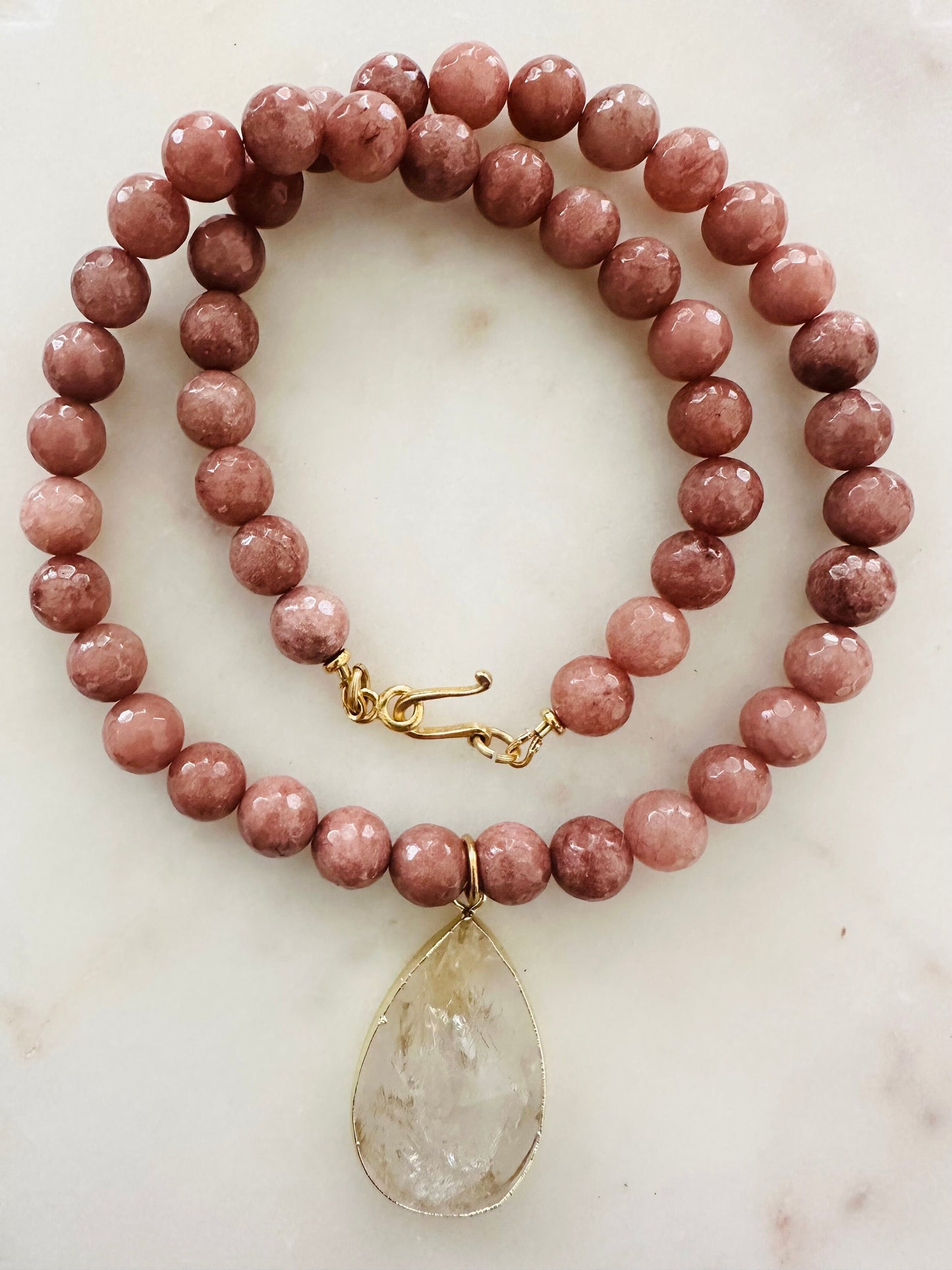Mauve Jade Beaded Necklace