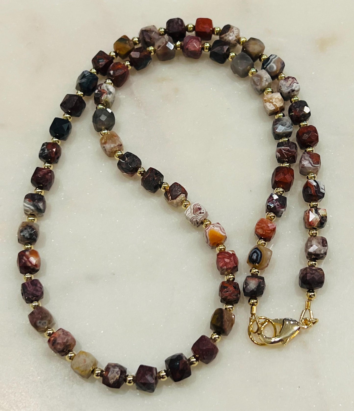 Mexican Crazy Lace Agate Beaded Necklace