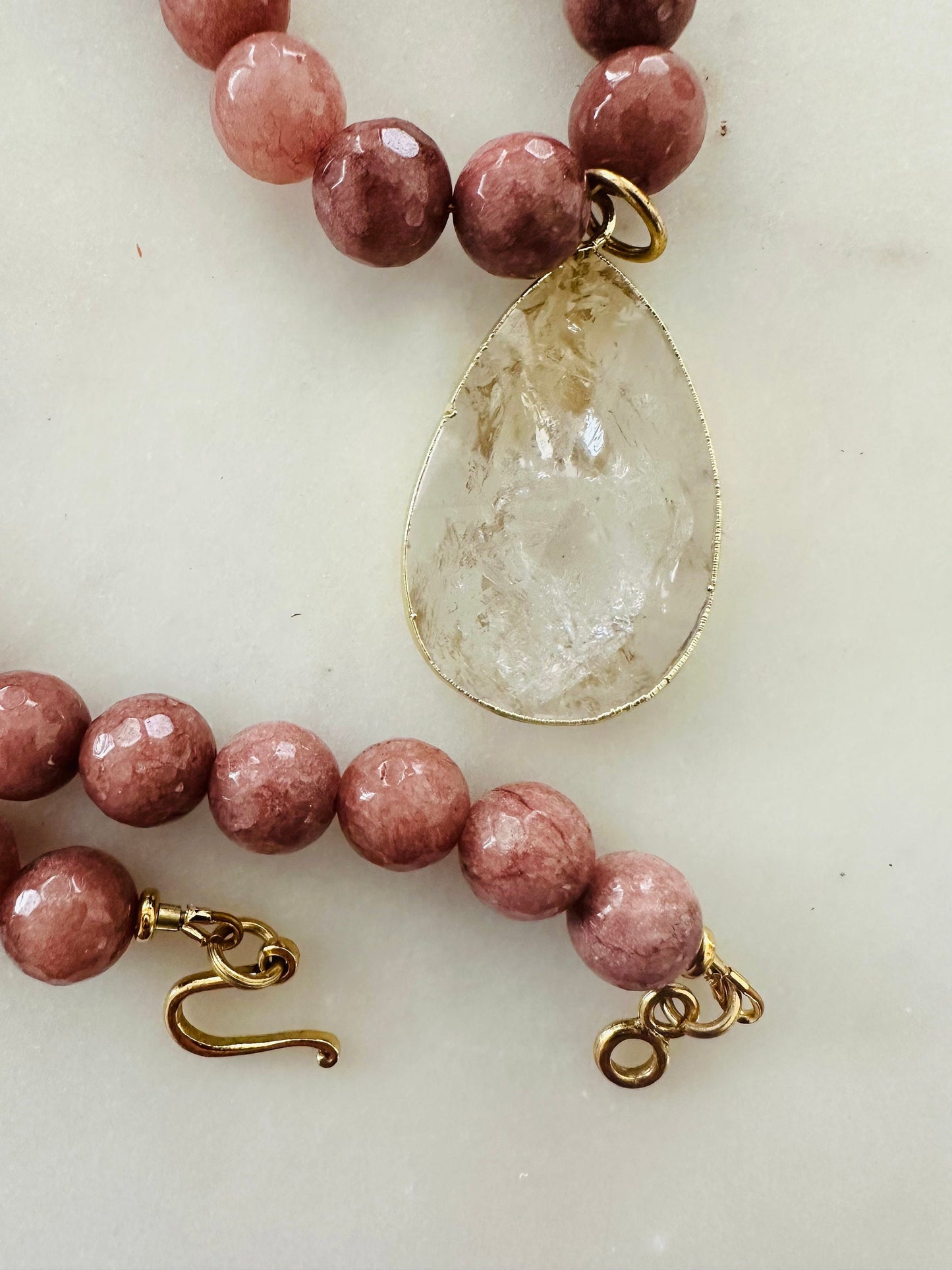 Mauve Jade Beaded Necklace