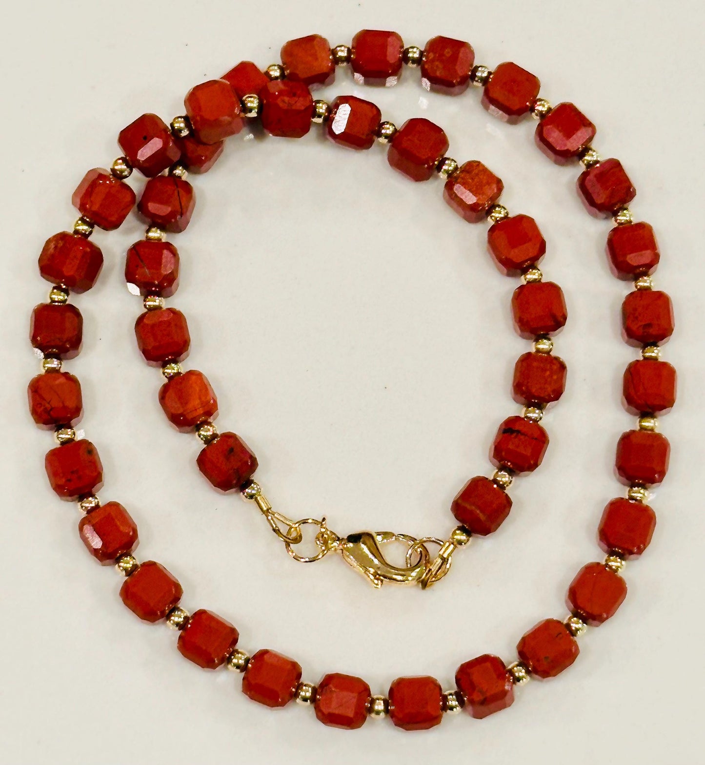 Red Jasper Beaded Necklace: 18k Gold Filled, Gemstone Jewelry