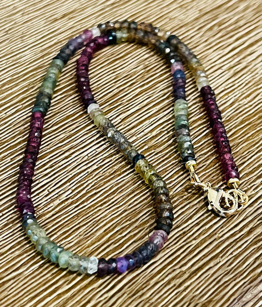 Tunduru Sapphire Beaded Necklace 3.3mm Faceted Rondelle Tunduru Sapphire Necklace Beaded Semi-Precious Gemstone Necklace Sapphire Necklace