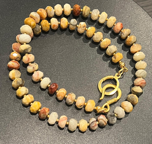 Crazy Lace Agate Necklace Crazy Lace Agate Gorgeous Statement Necklace with Decorative Gold Hook and Eye Clasp Multicolor Vibrant Stones