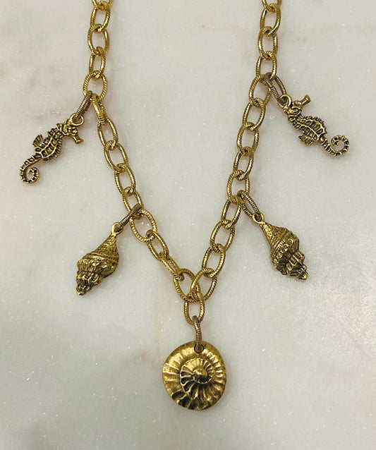 Gold Nautical Charm Necklace