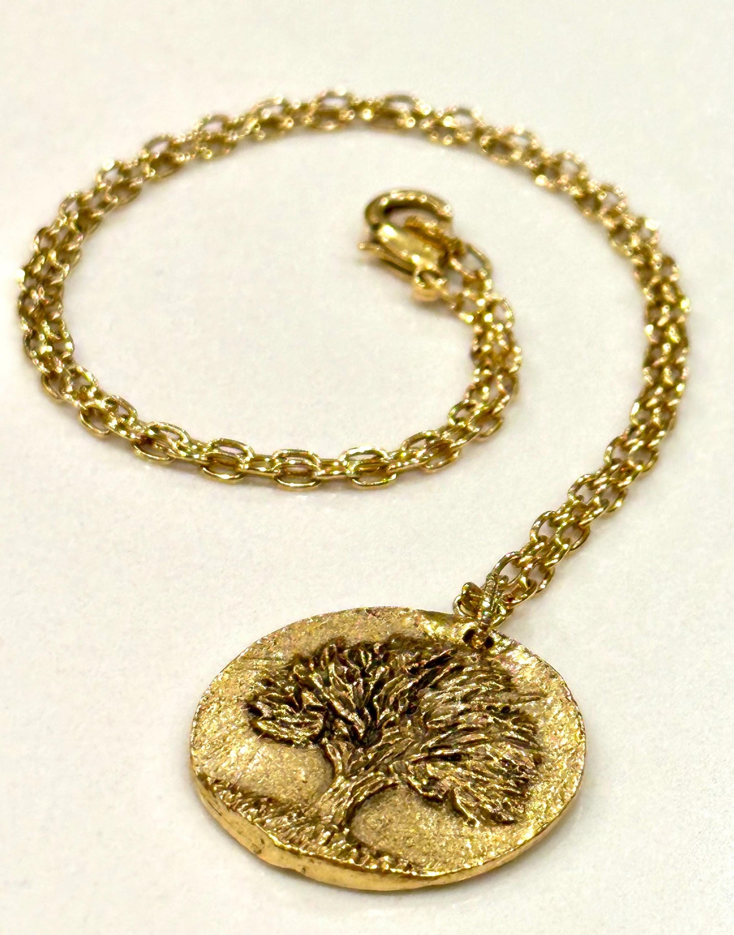 Gold or Copper Delicate Paperclip Layering Necklace with Large Tree of Knowledge Pendant Gorgeous Layering Necklace Modern Necklace