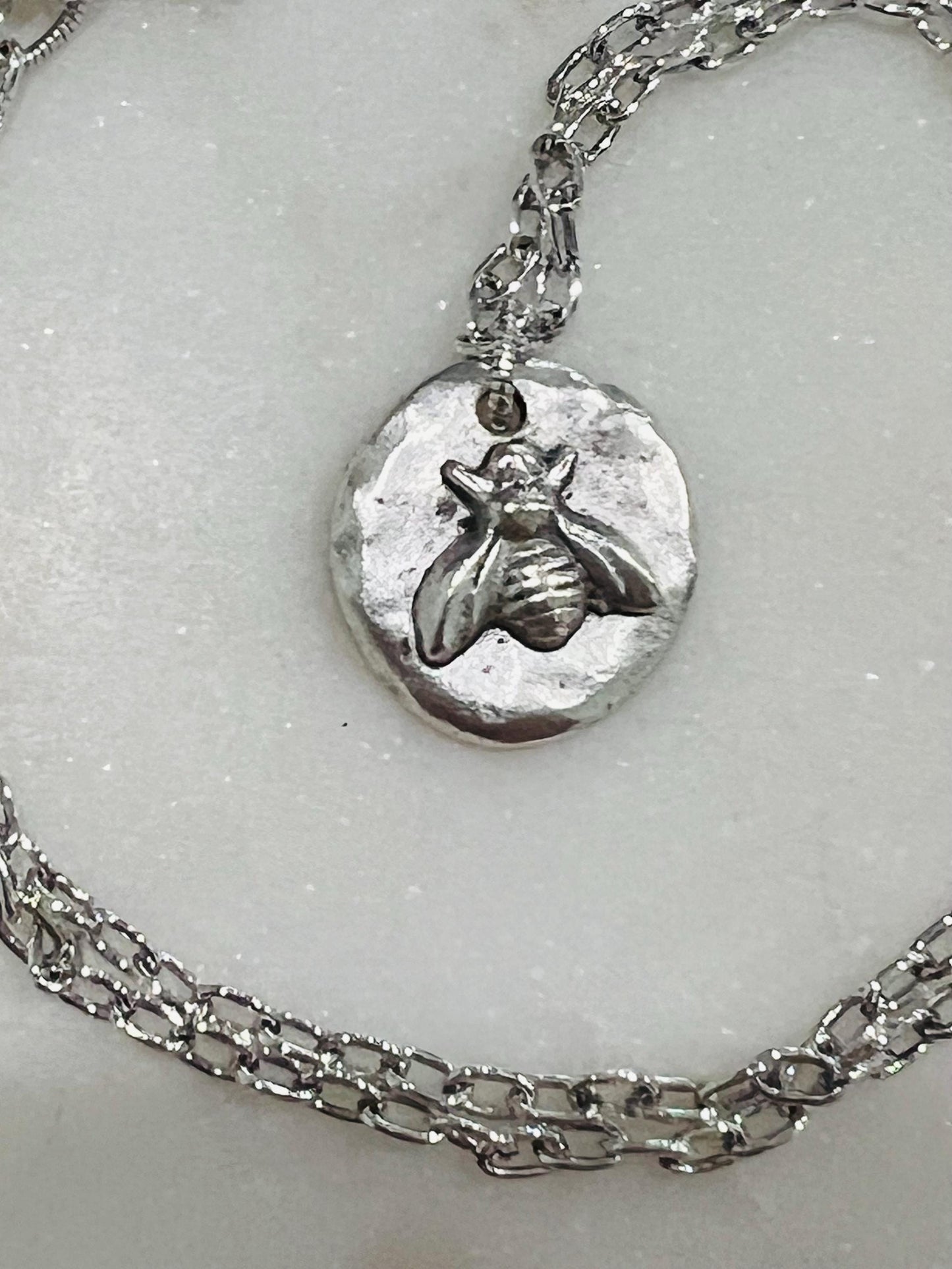Silver Delicate Paperclip Layering Necklace with Silver Bee Pendant Gorgeous Layering Statement Necklace Modern Silver Necklace