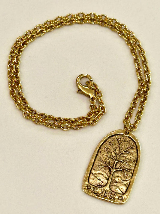 Gold or Copper Small Classic Cable Chain Necklace with Tree of Life Large Pendant Gorgeous Layering Statement Necklace Versatile Length